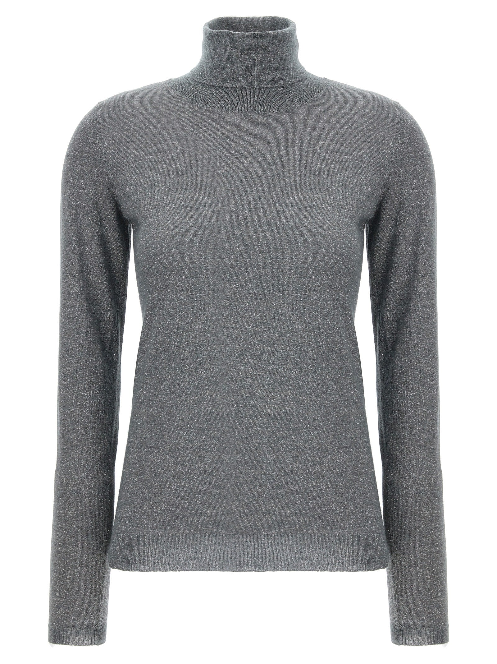 Brunello Cucinelli-Lurex Turtleneck Maglioni Grigio-Donna