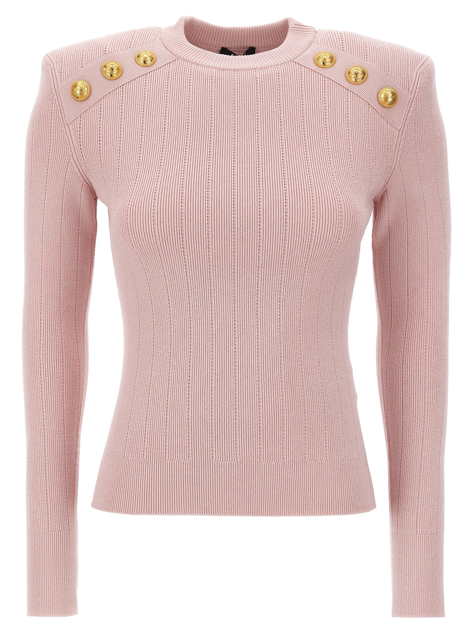 Balmain-Logo Button Sweater Maglioni Rosa-Donna