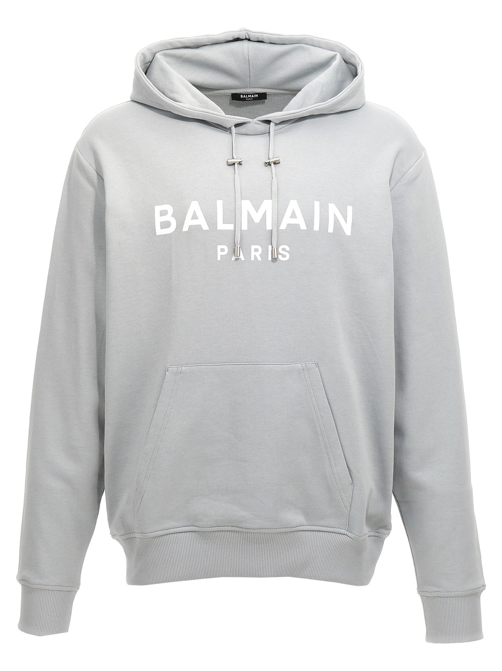 Balmain-Logo Print Hoodie Felpe Celeste-Uomo