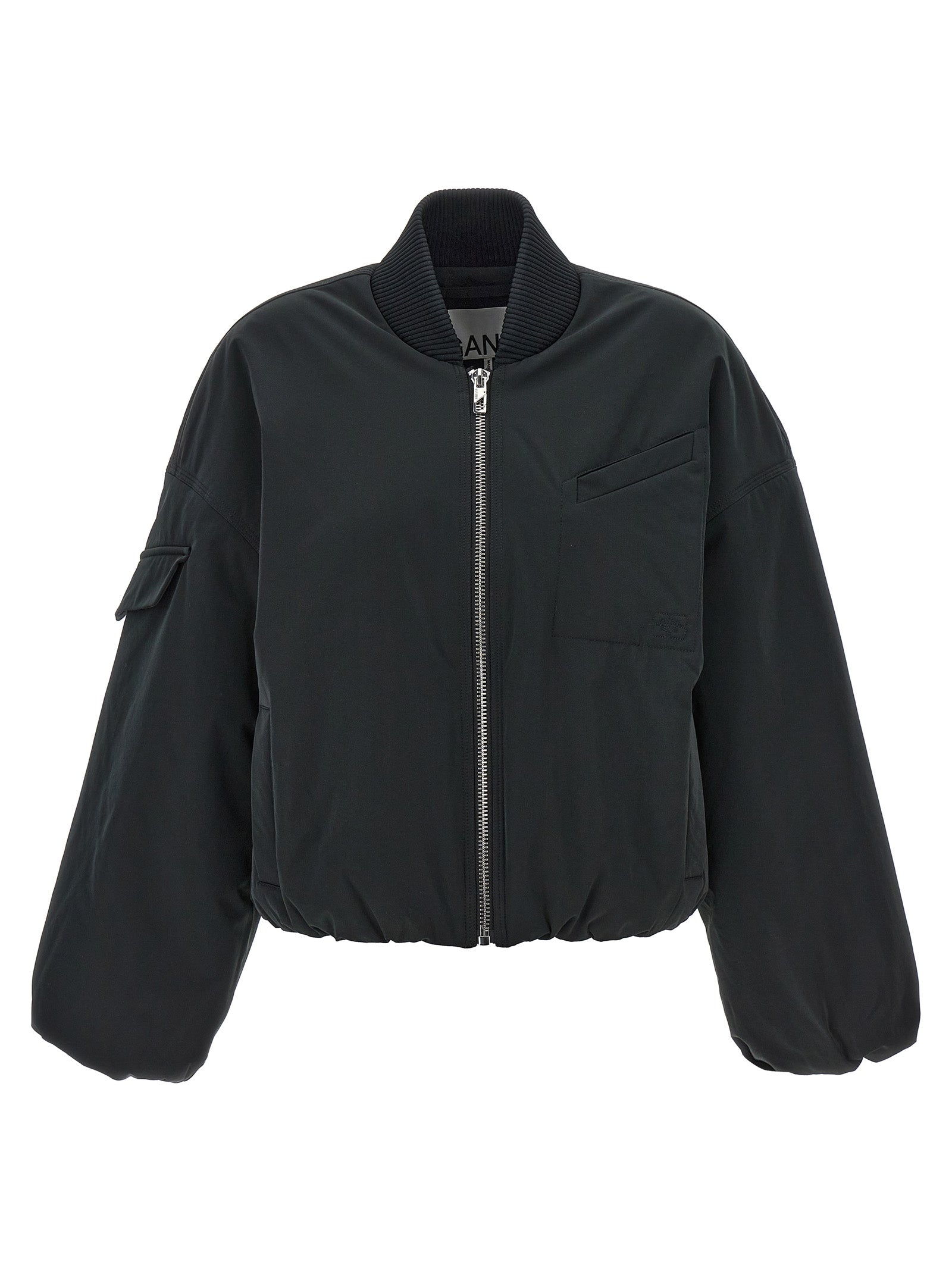 Ganni-Nylon Bomber Jacket Giacche Nero-Donna