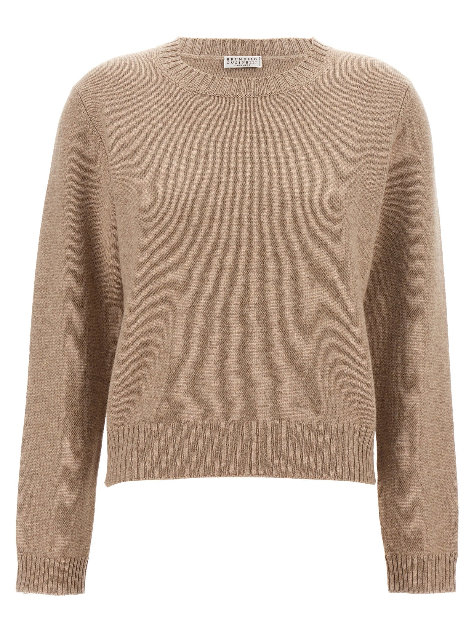 Brunello Cucinelli-Cashmere Sweater Maglioni Beige-Donna