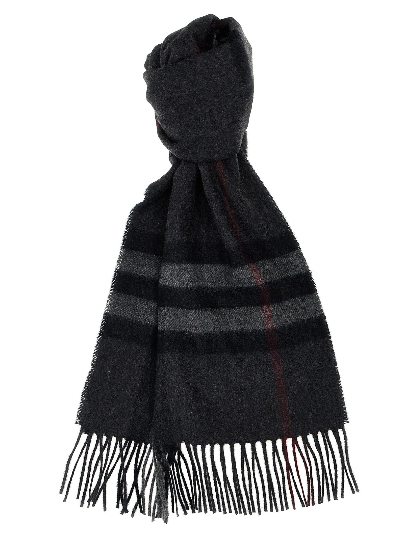 Burberry-Check Scarf Sciarpe Grigio-Donna