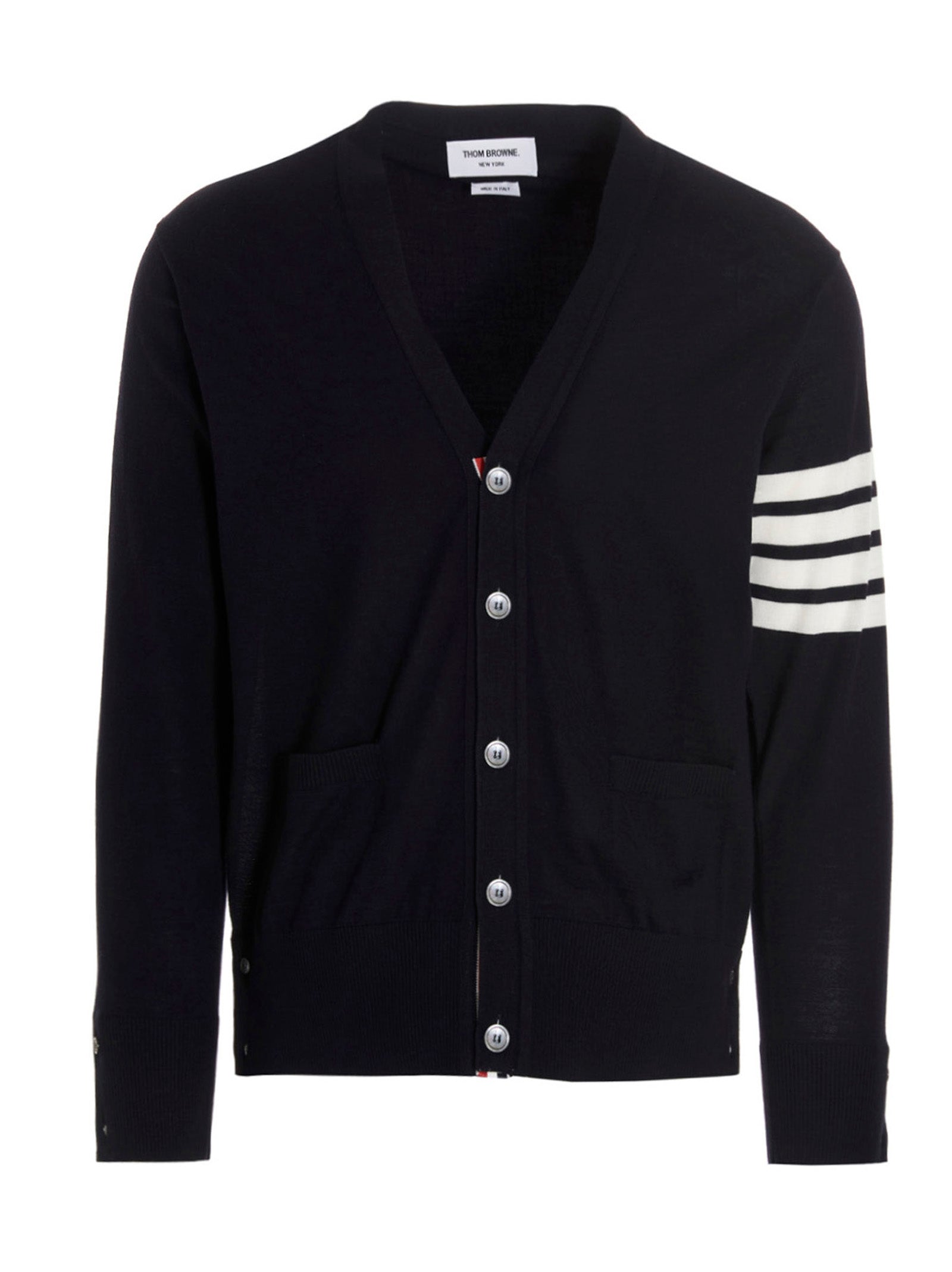 Thom Browne-Merino Wool Cardigan Maglioni Blu-Uomo