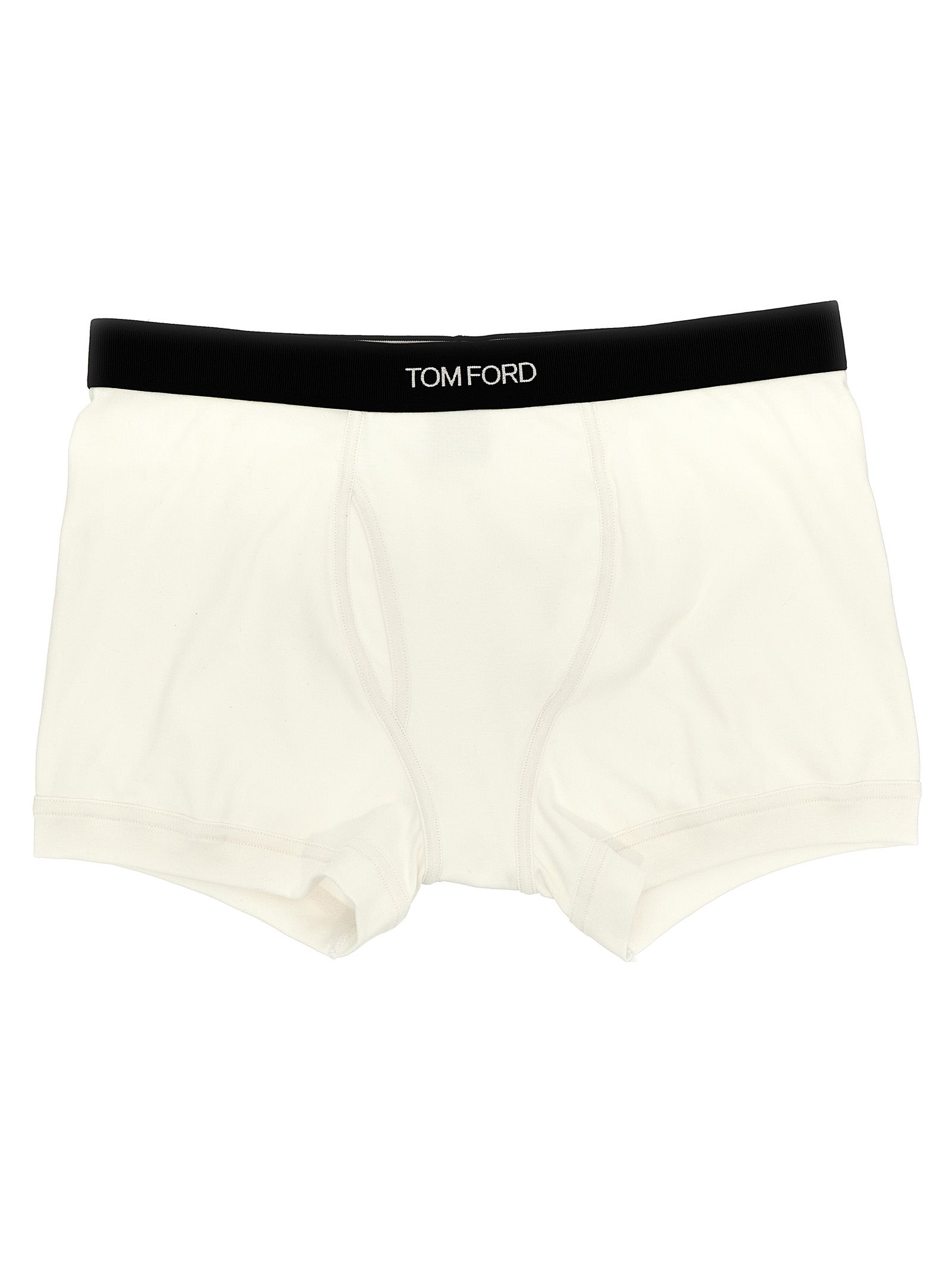 Tom Ford-Logo Boxer Shorts Intimo Bianco/Nero-Uomo