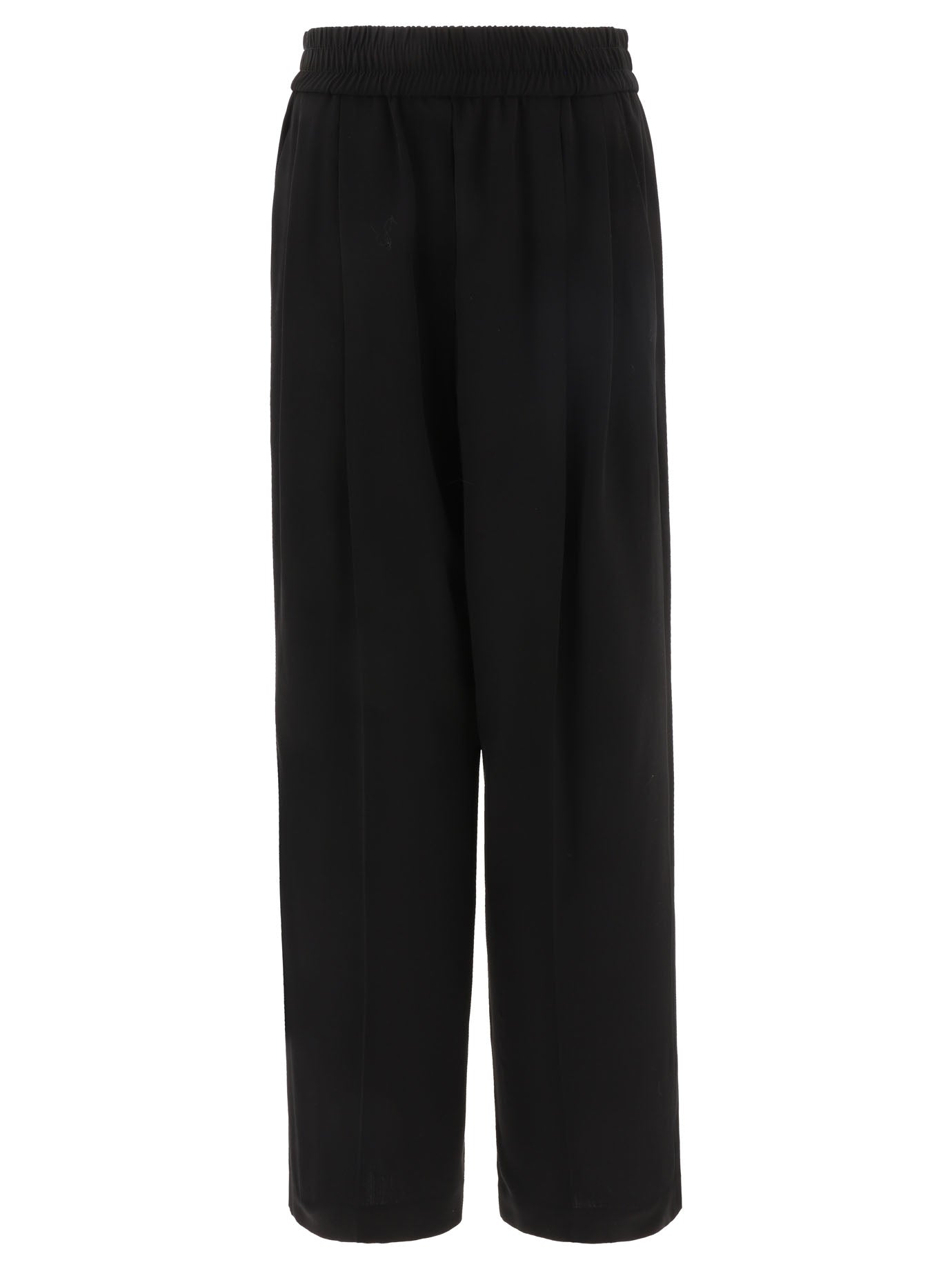 Brunello Cucinelli-Wide With Elasticated Waist Trousers Nero-Donna