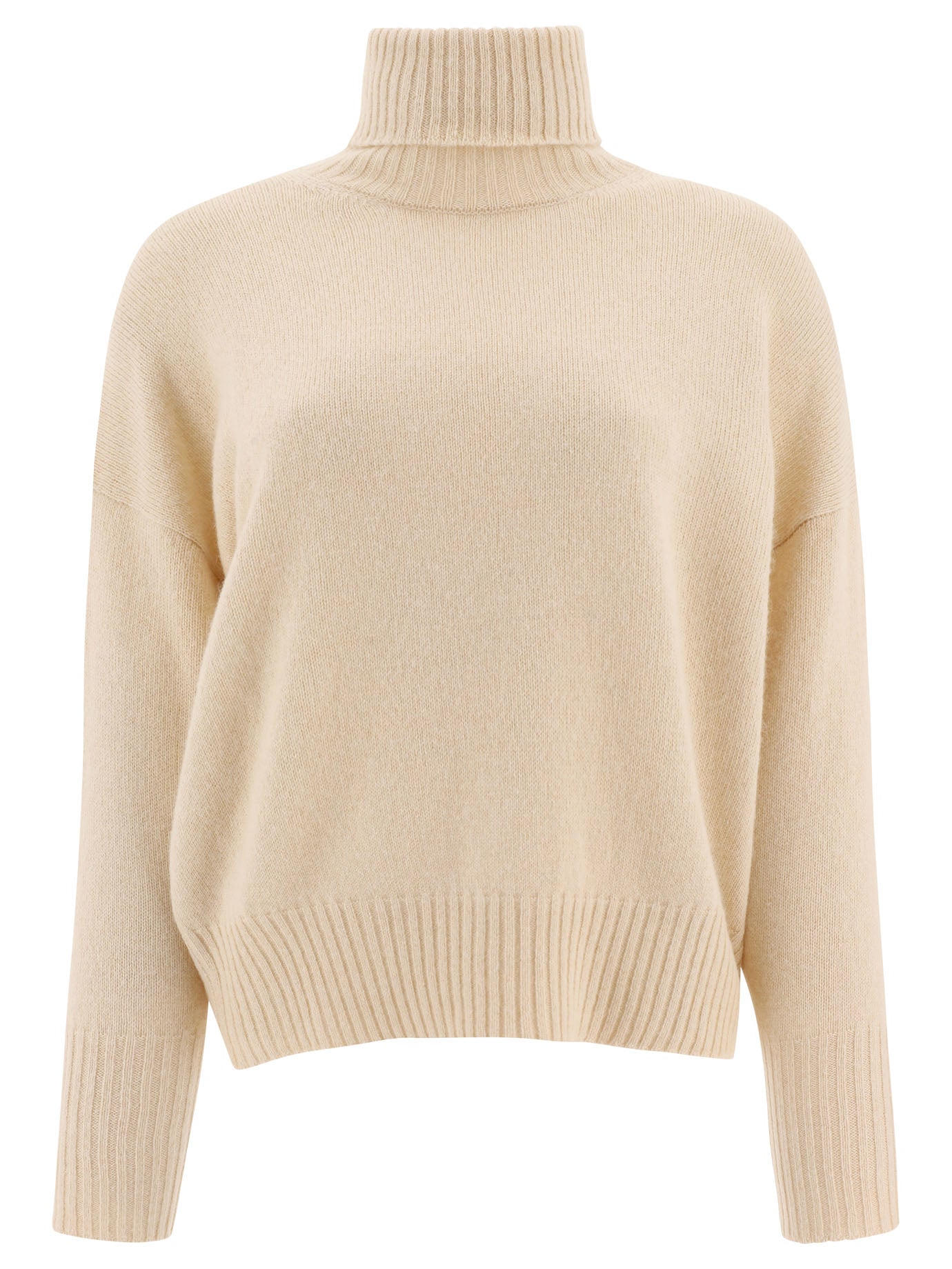 Peserico-Turtleneck With Rhinestones Knitwear Beige-Donna