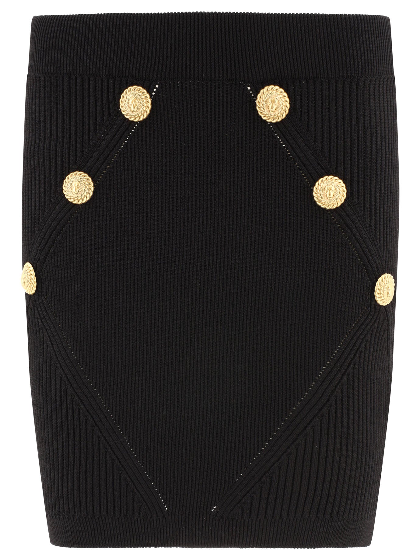 Balmain-Knitted Skirt With Buttons Gonne Nero-Donna