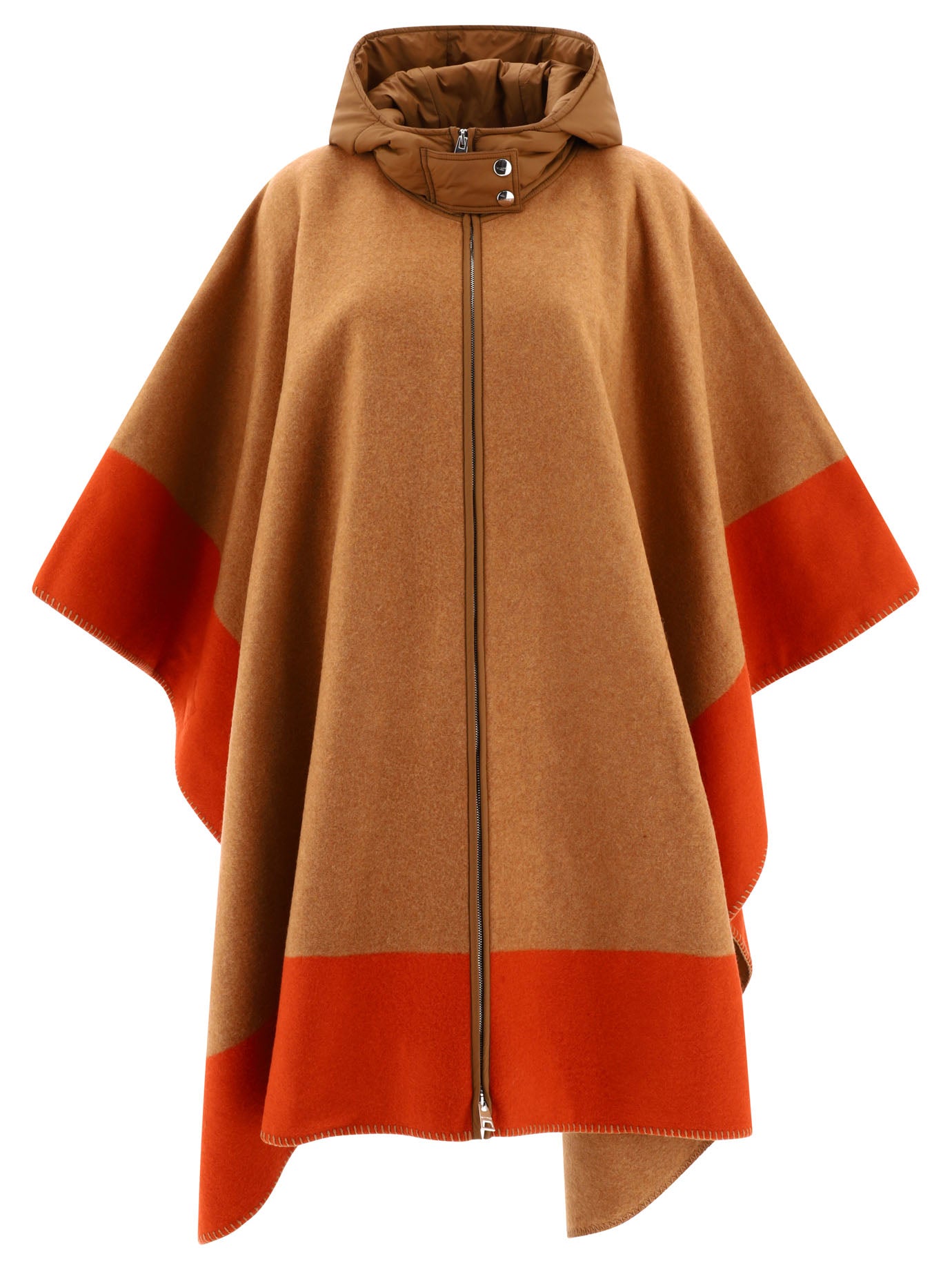 Etro-Hooded Cape With Logo Coats Beige-Donna