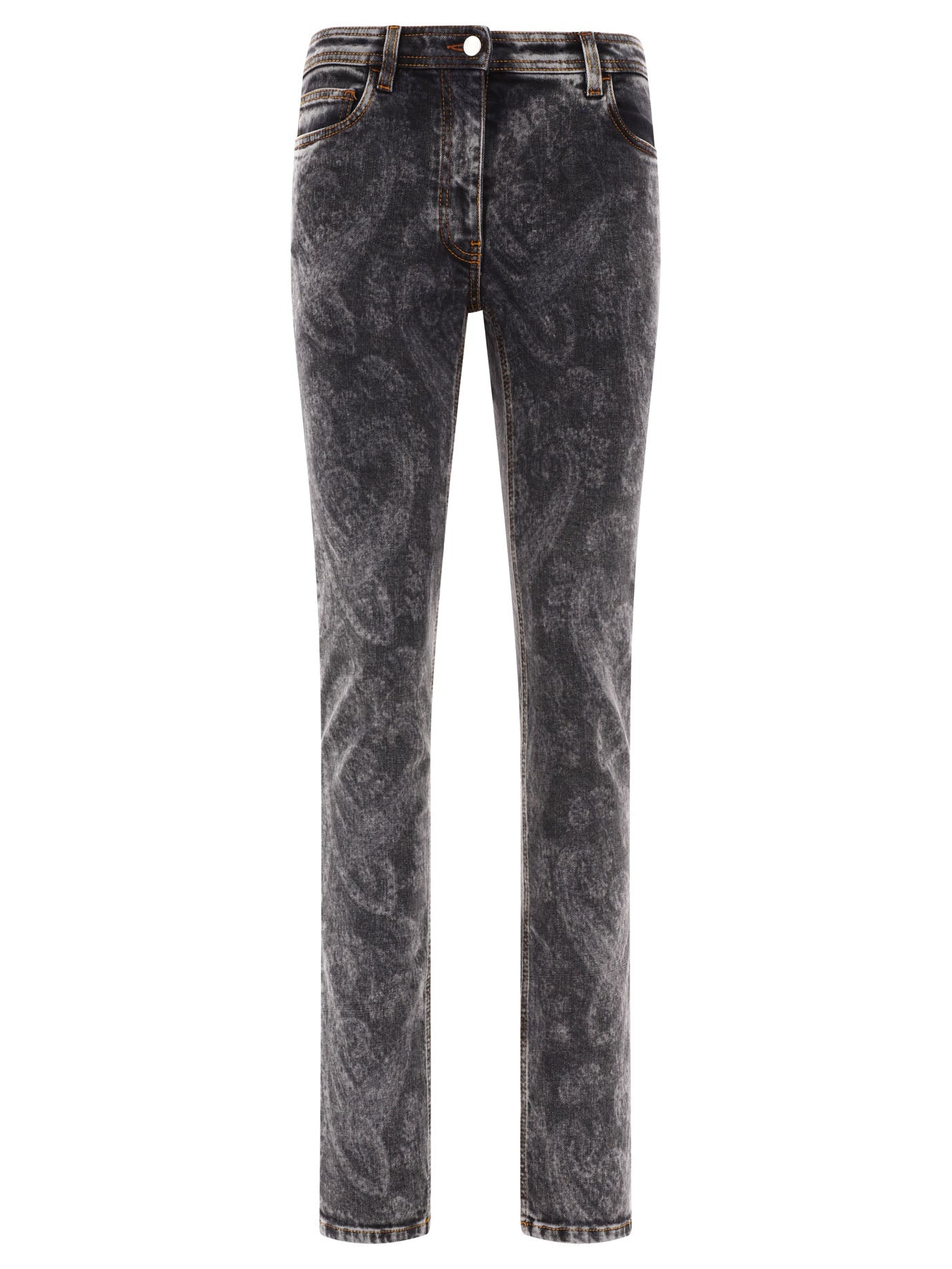 Etro-Skinny Paisley Jeans Grey-Donna