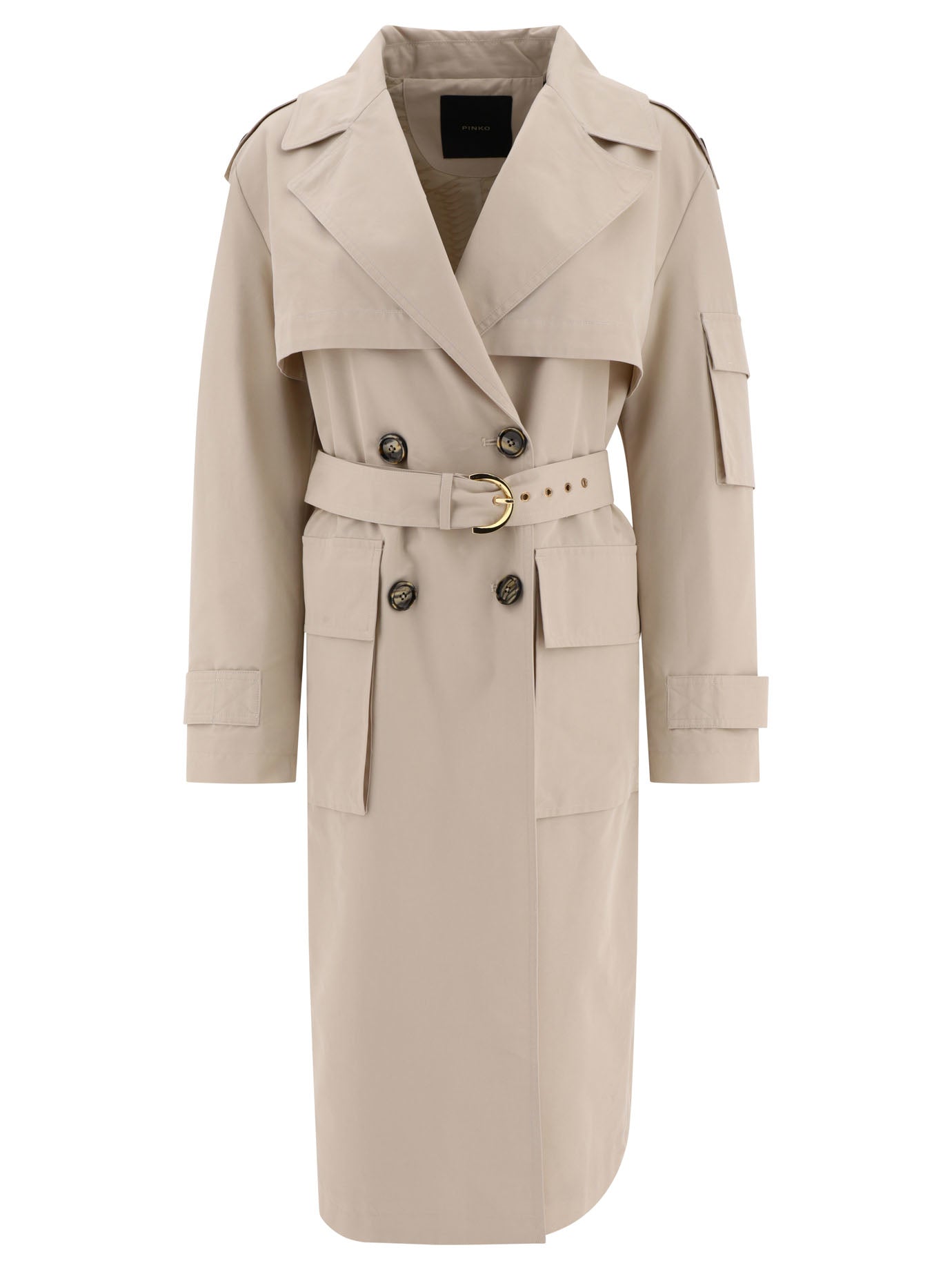 Pinko-Trench Coat In Technical Gabardine Coats Beige-Donna