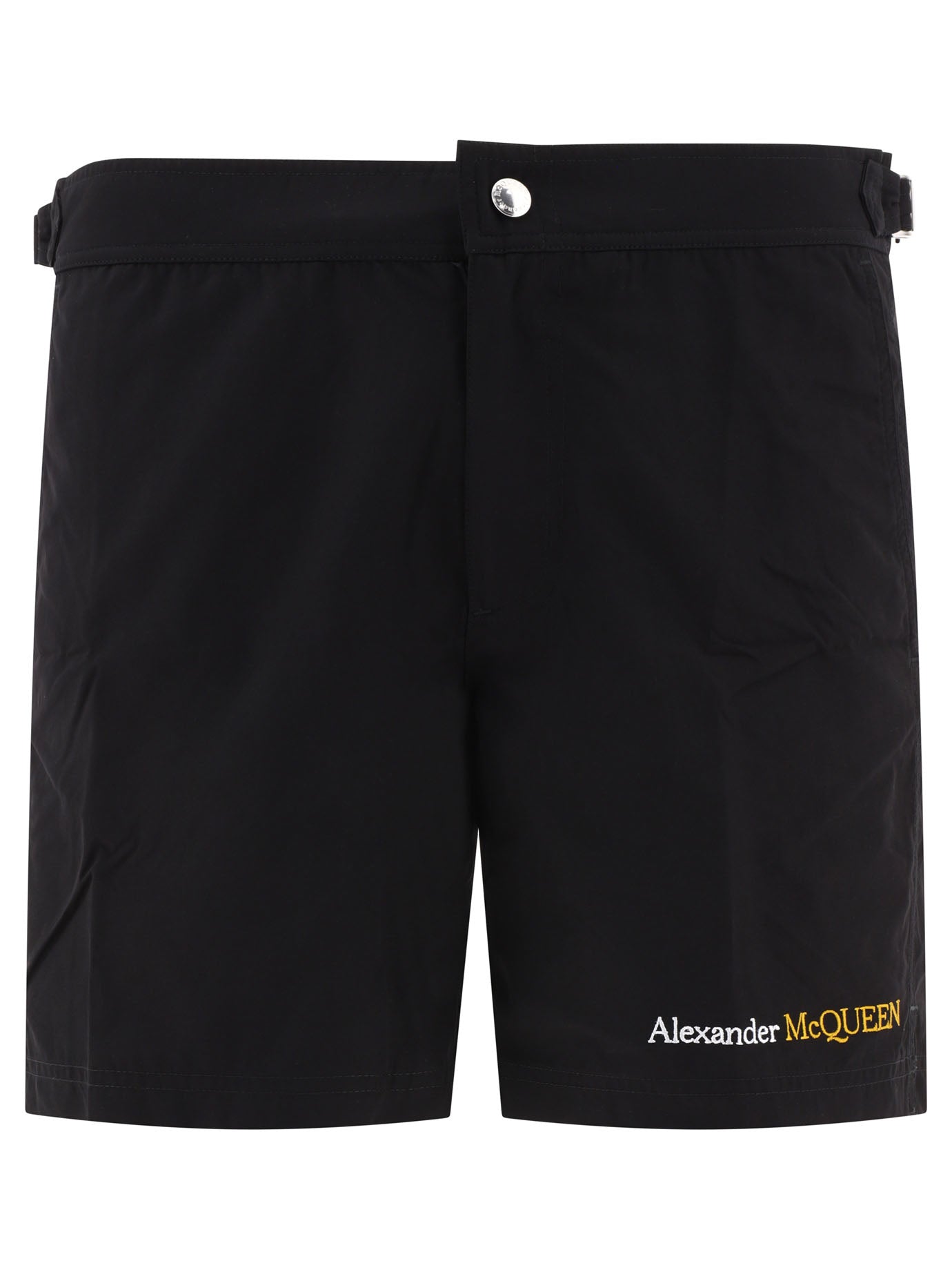 Alexander Mcqueen-Nylon Swim Shorts Costumes Nero-Uomo