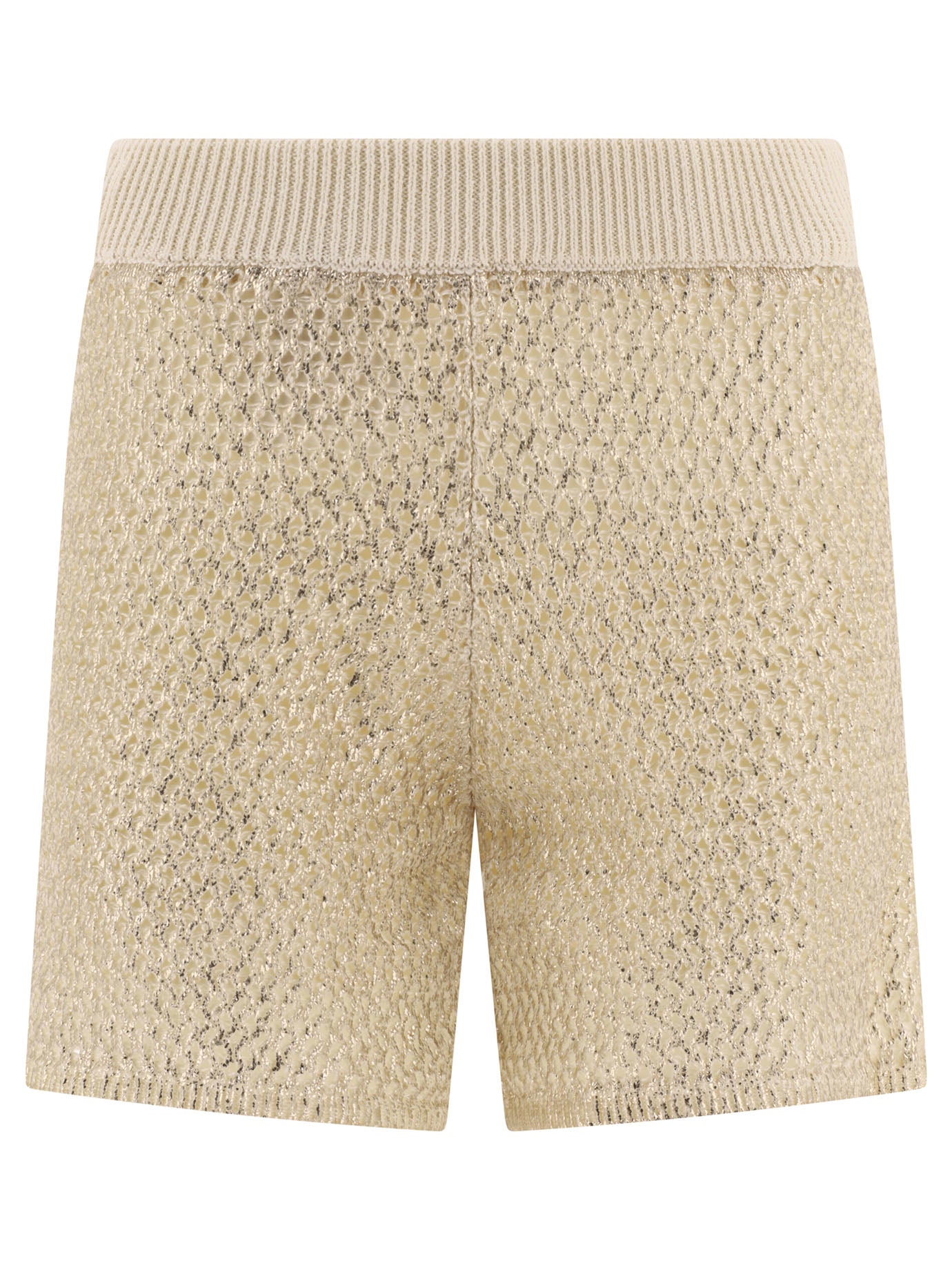 Peserico-Openwork Lamè S Short Beige-Donna