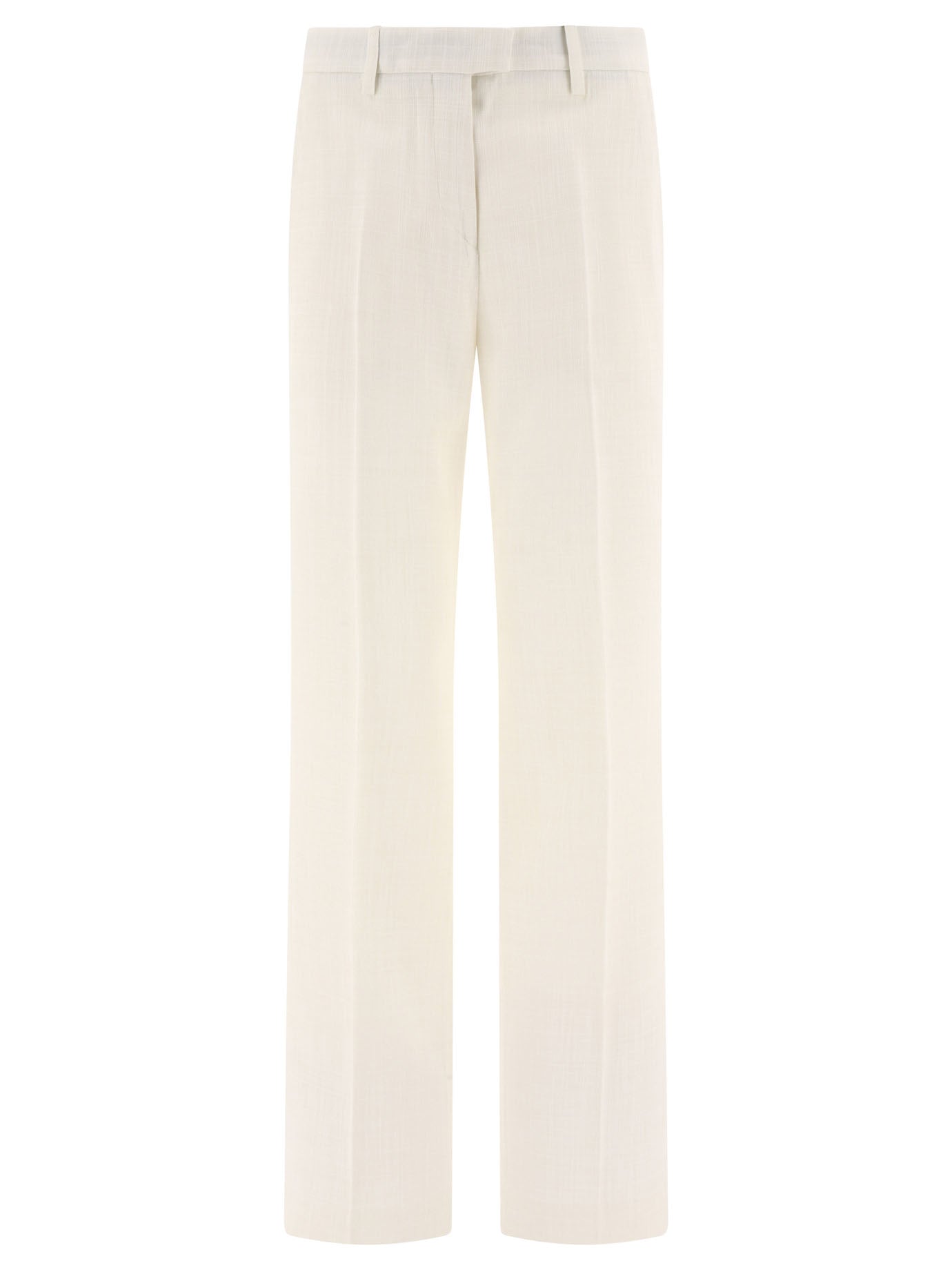 Etro-Slub Fabric Trousers Bianco-Donna