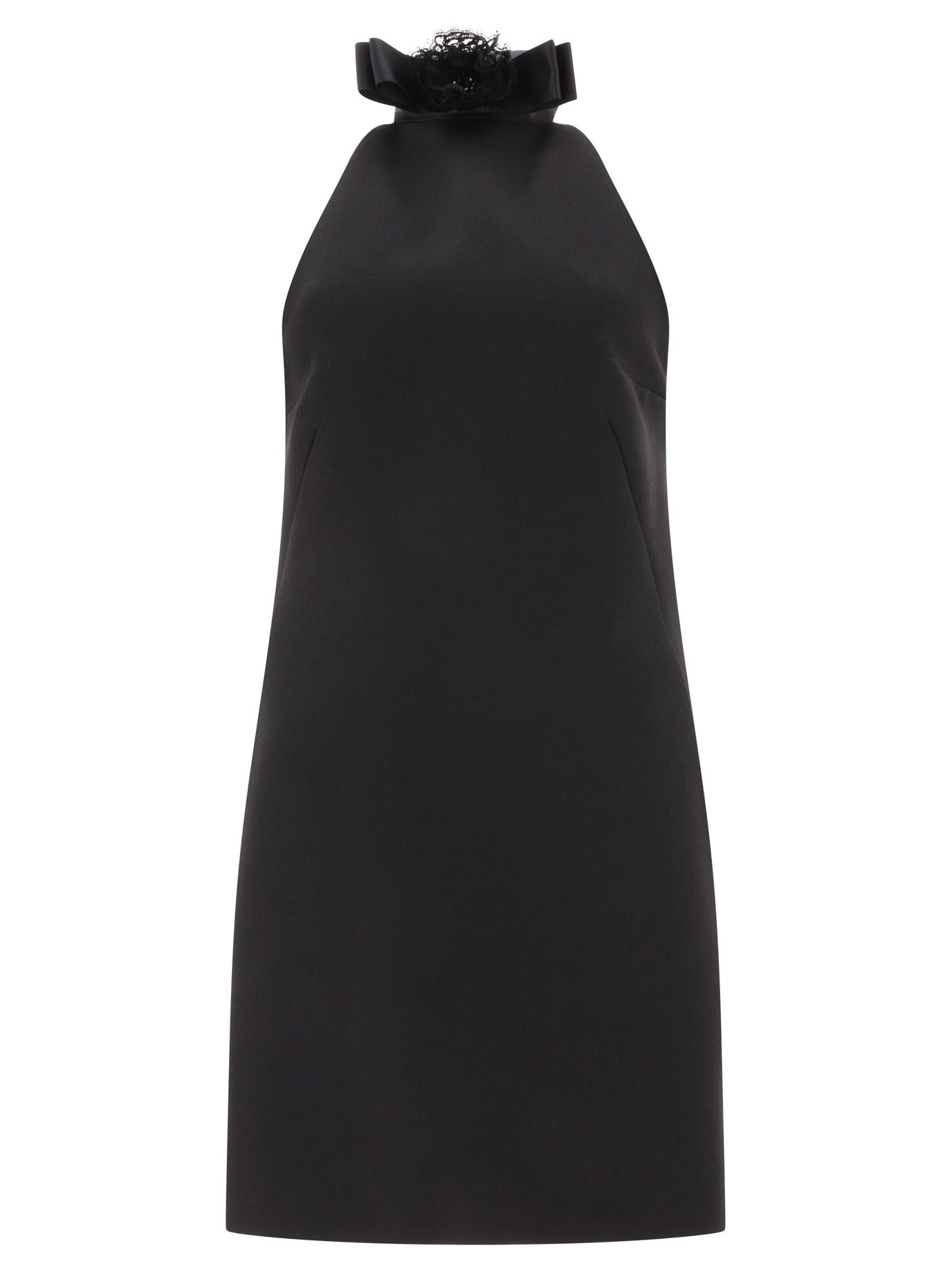 Dolce & Gabbana-Short Woolen Dress With Rear Neckline Abiti Nero-Donna