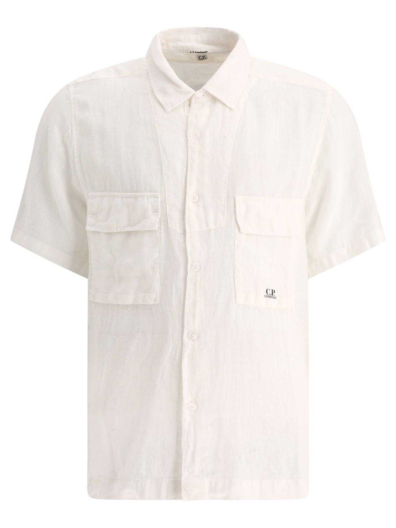 C. P. Company-Linen Shirt Shirts Bianco-Uomo