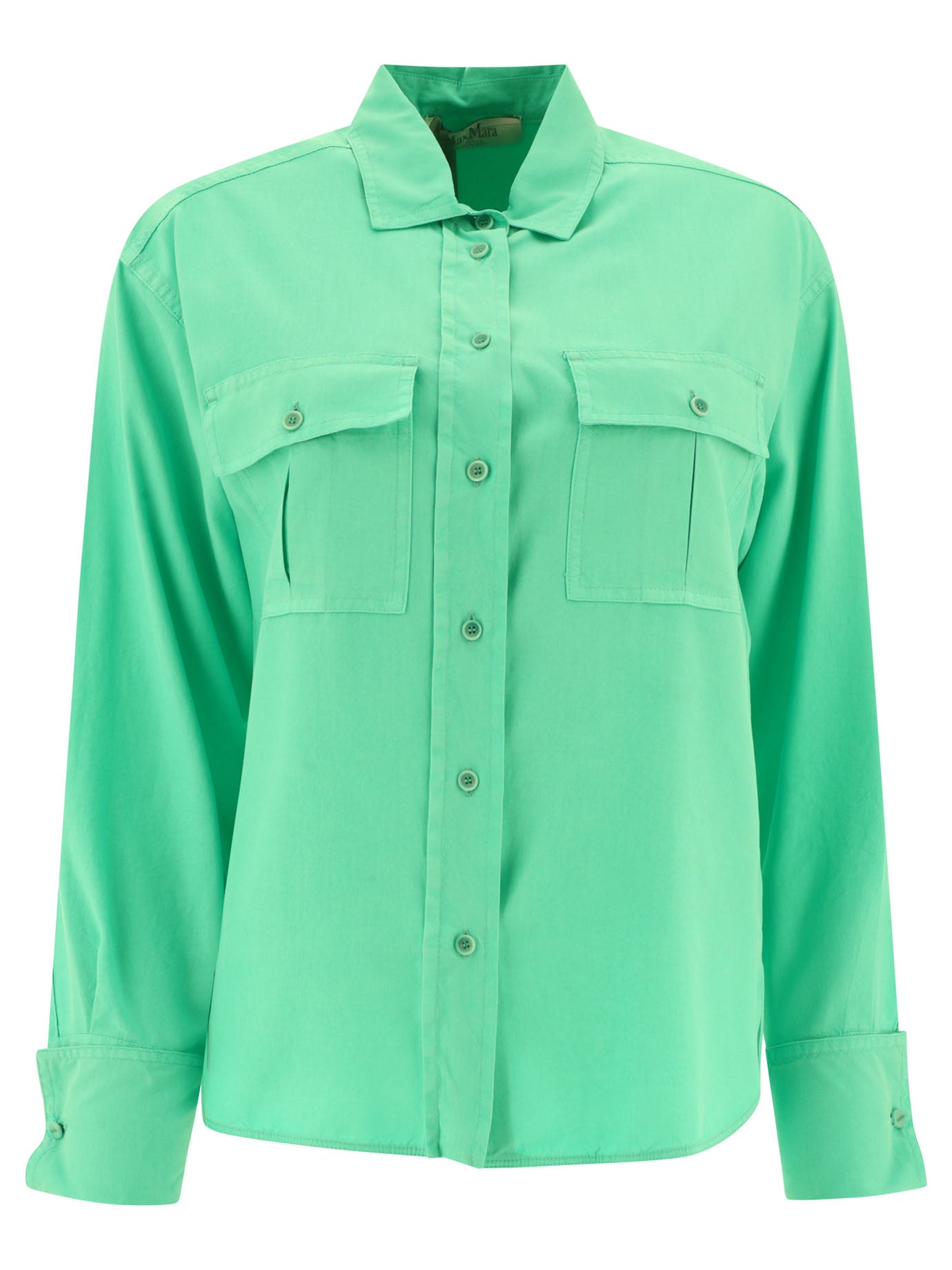 Max Mara-Silk Shirt Shirts Verde-Donna