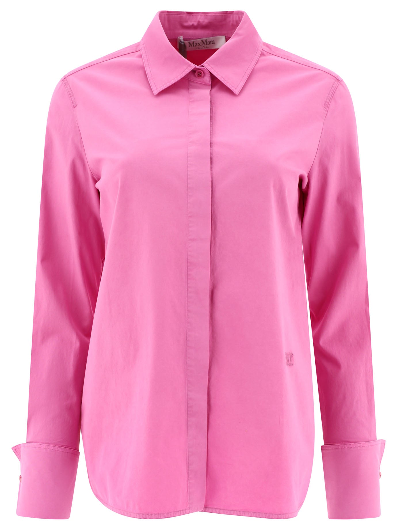 Max Mara-Stretch Canvas Fitted Shirt Shirts Fucsia-Donna