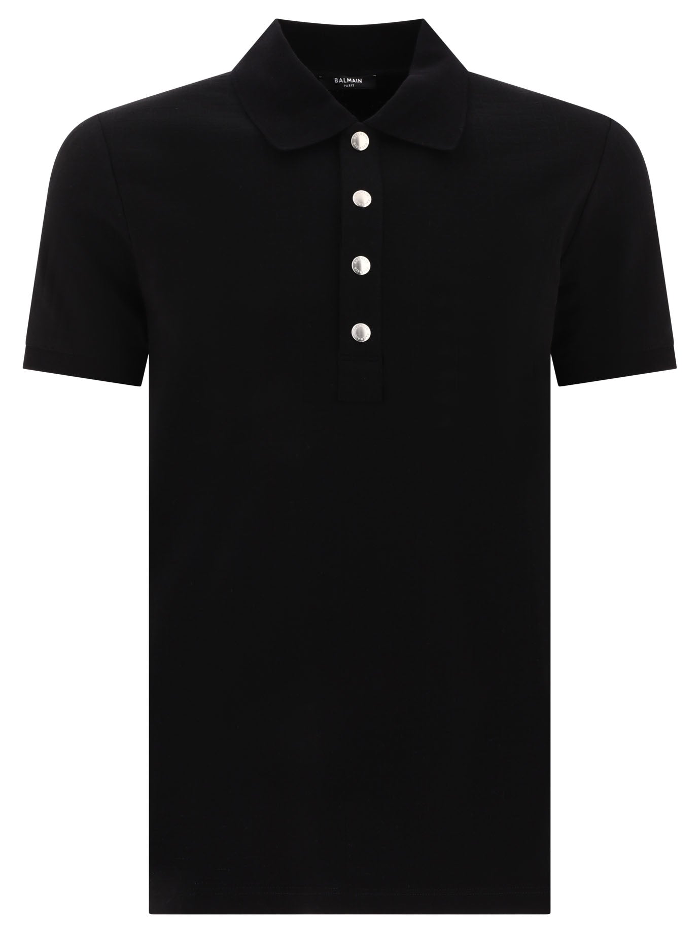 Balmain-Tonal Monogram Polo Shirts Nero-Uomo