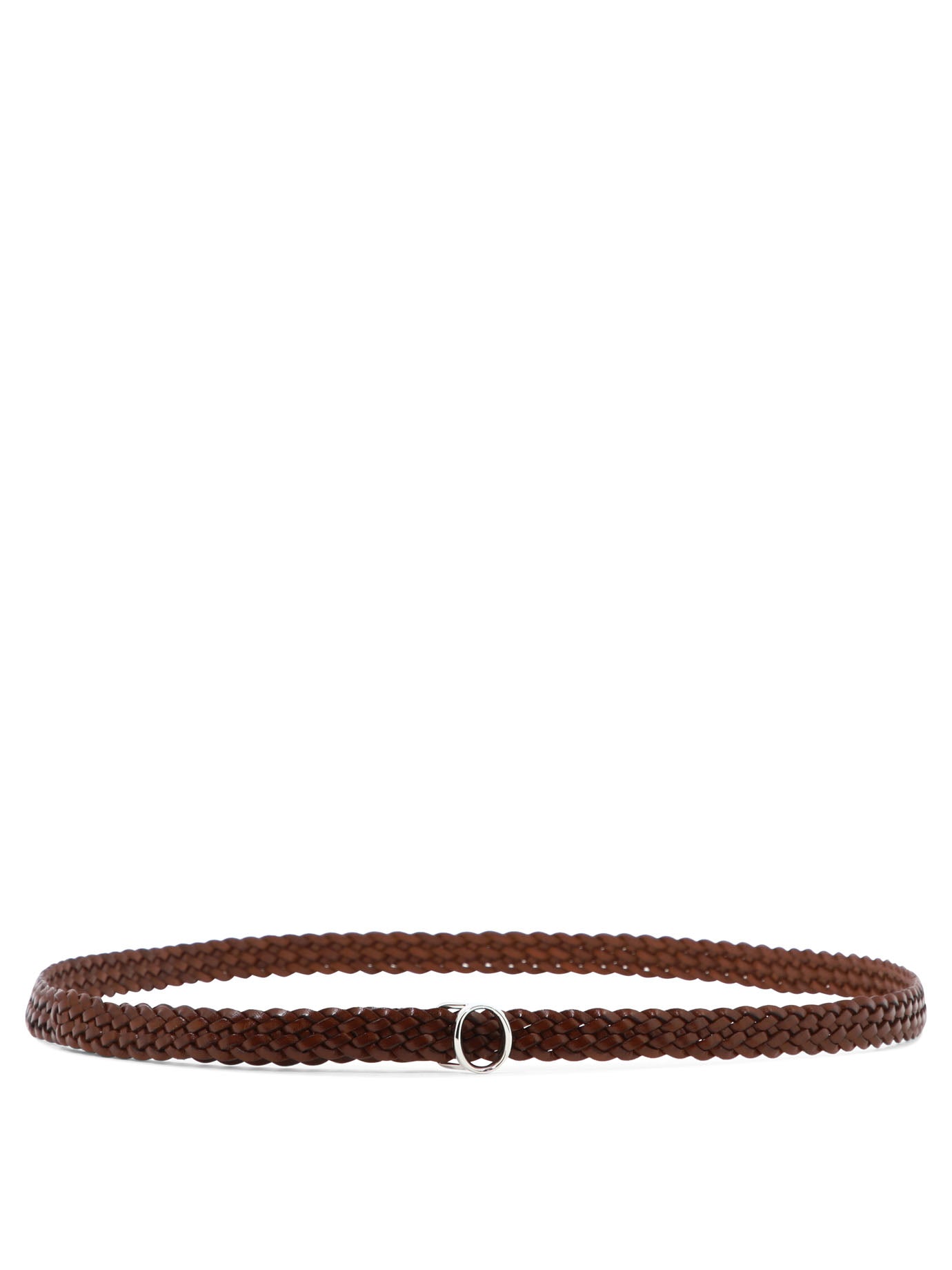 Orciani-Woven Leather Belt Cinture Marrone-Donna