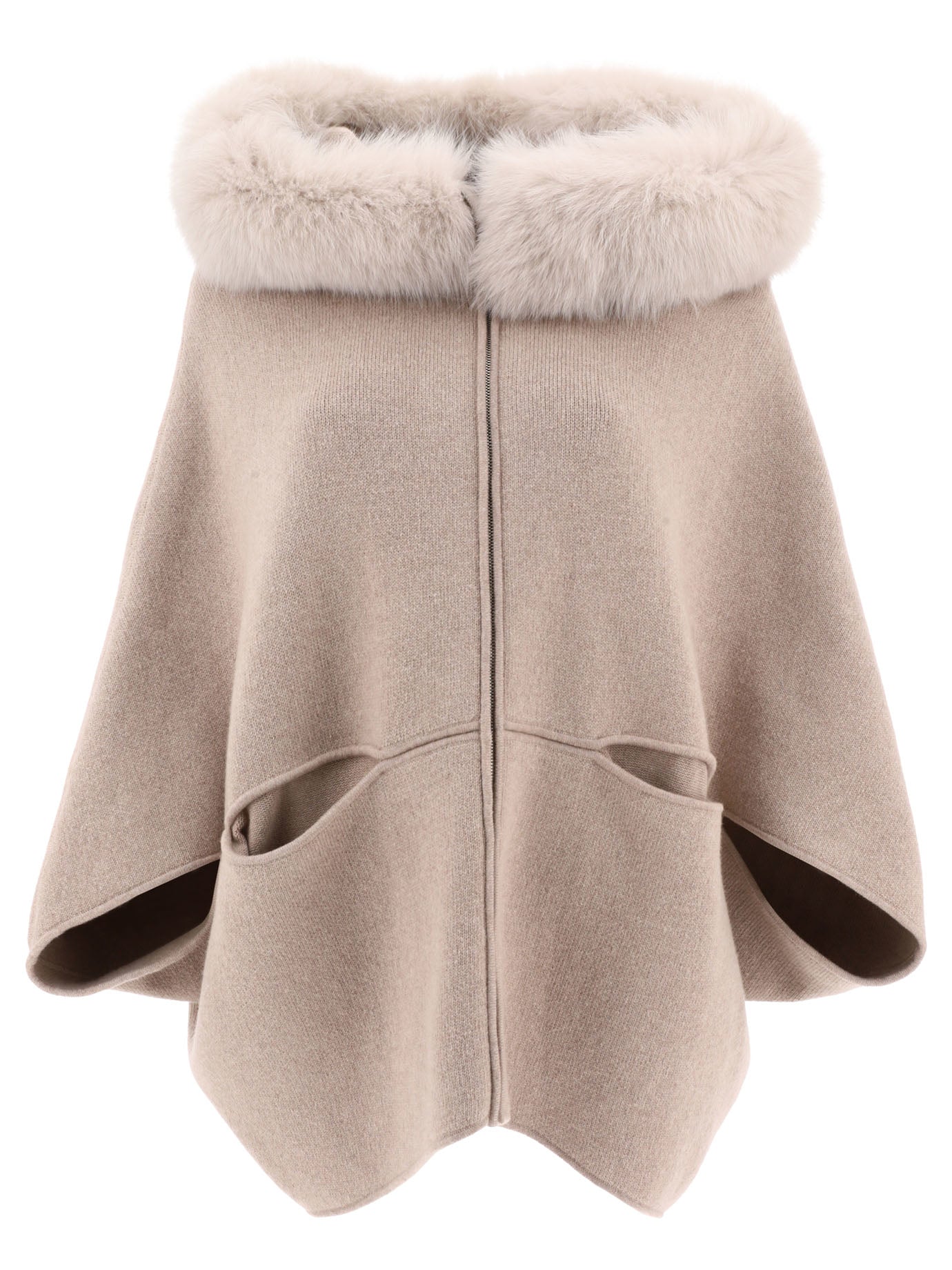 Giovi-Wool And Cashmere Cape Coats Beige-Donna