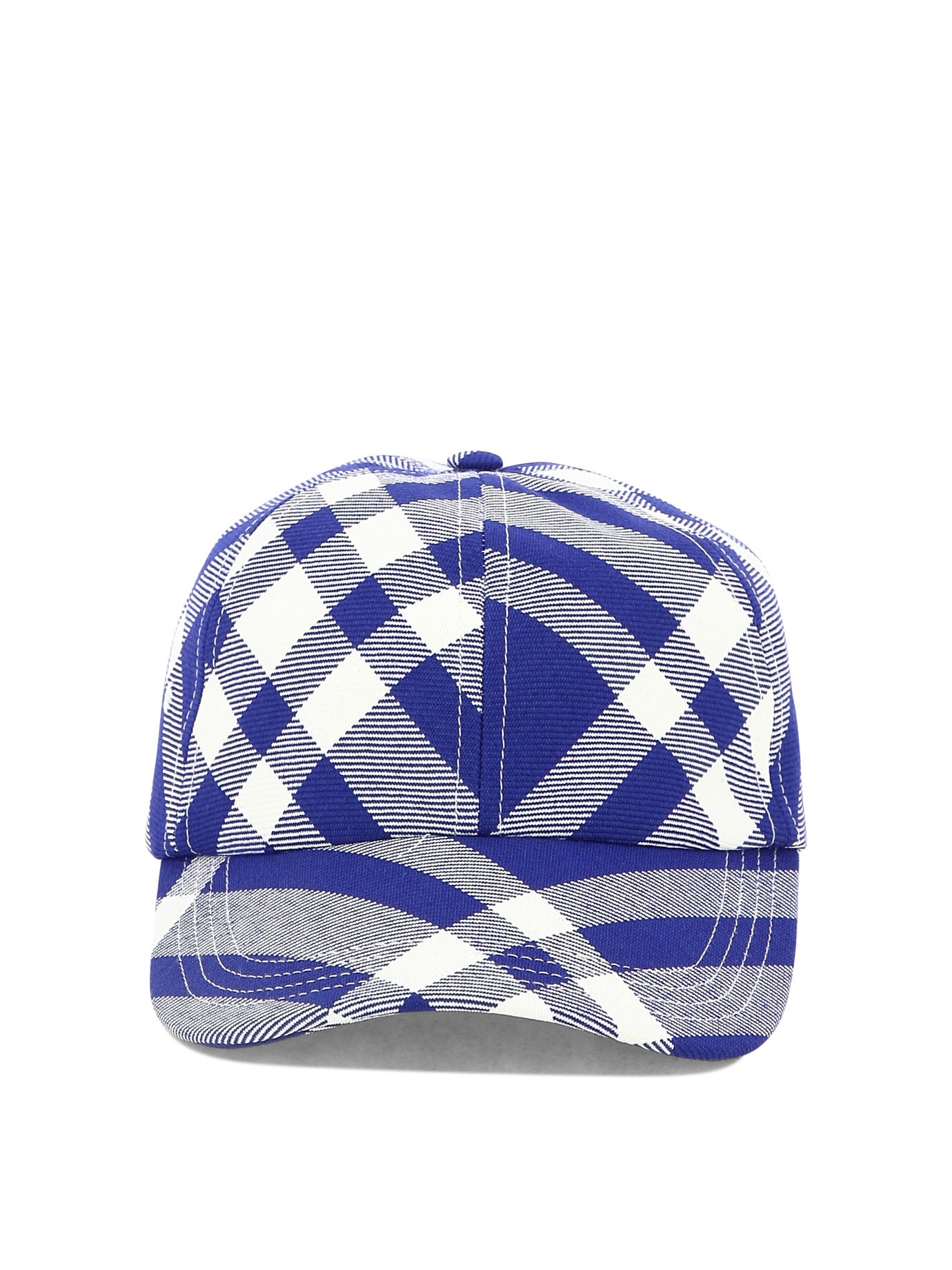 Burberry-Check Baseball Cap Cappelli Blu-Donna