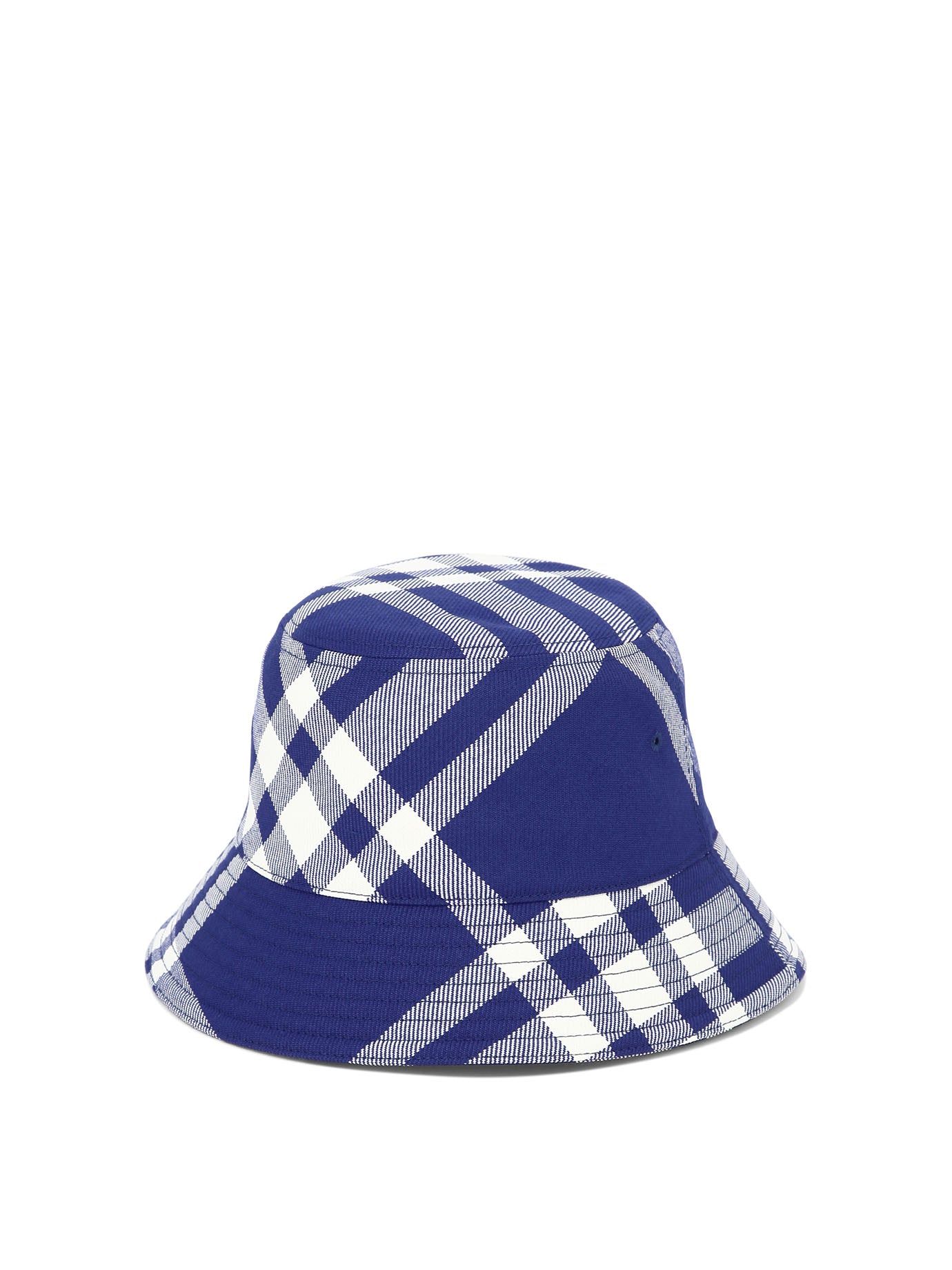 Burberry-Check Bucket Hat Cappelli Blu-Donna