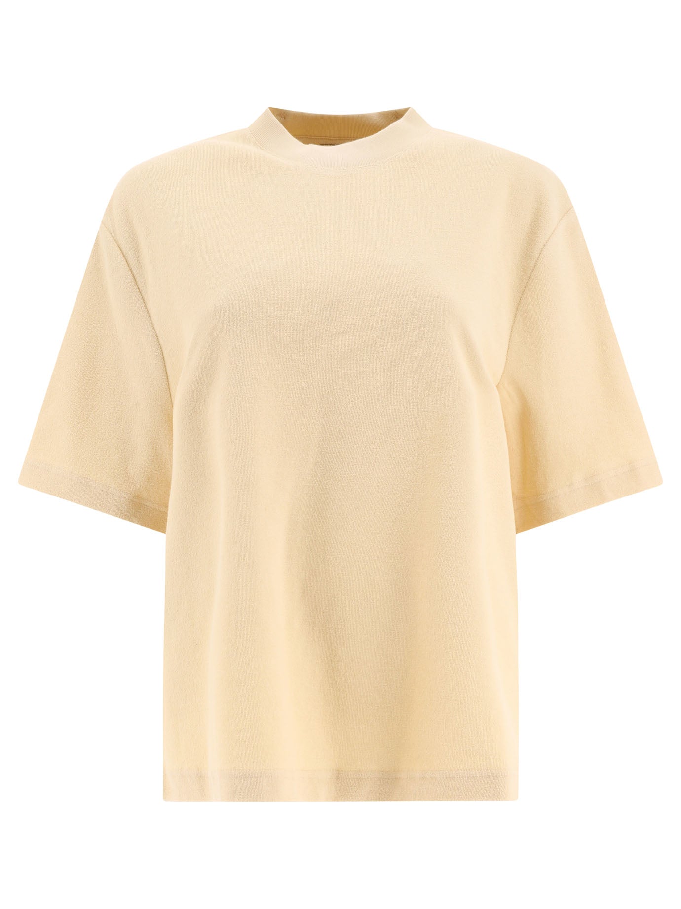 Burberry-Cotton Towelling T-Shirt T-Shirts Beige-Donna