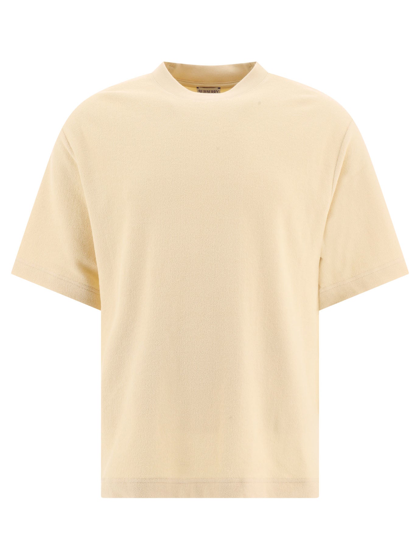 Burberry-Cotton Towelling T-Shirt T-Shirts Beige-Uomo