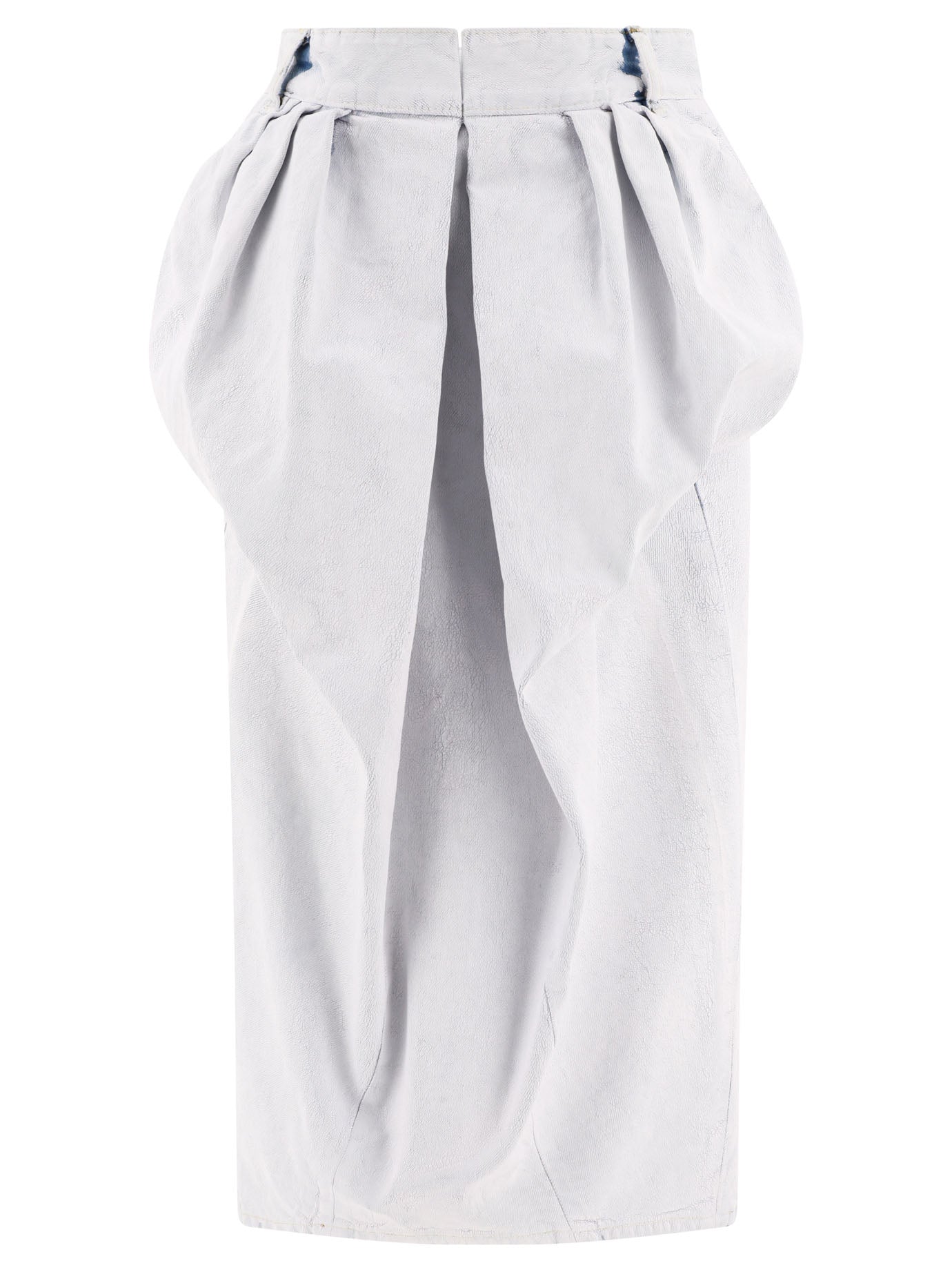 Maison Margiela-Denim Gathered Skirt Gonne Bianco-Donna