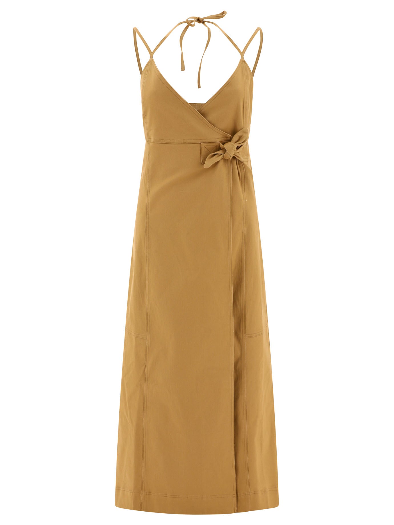 Ganni-Canvas Strap Dress Abiti Beige-Donna