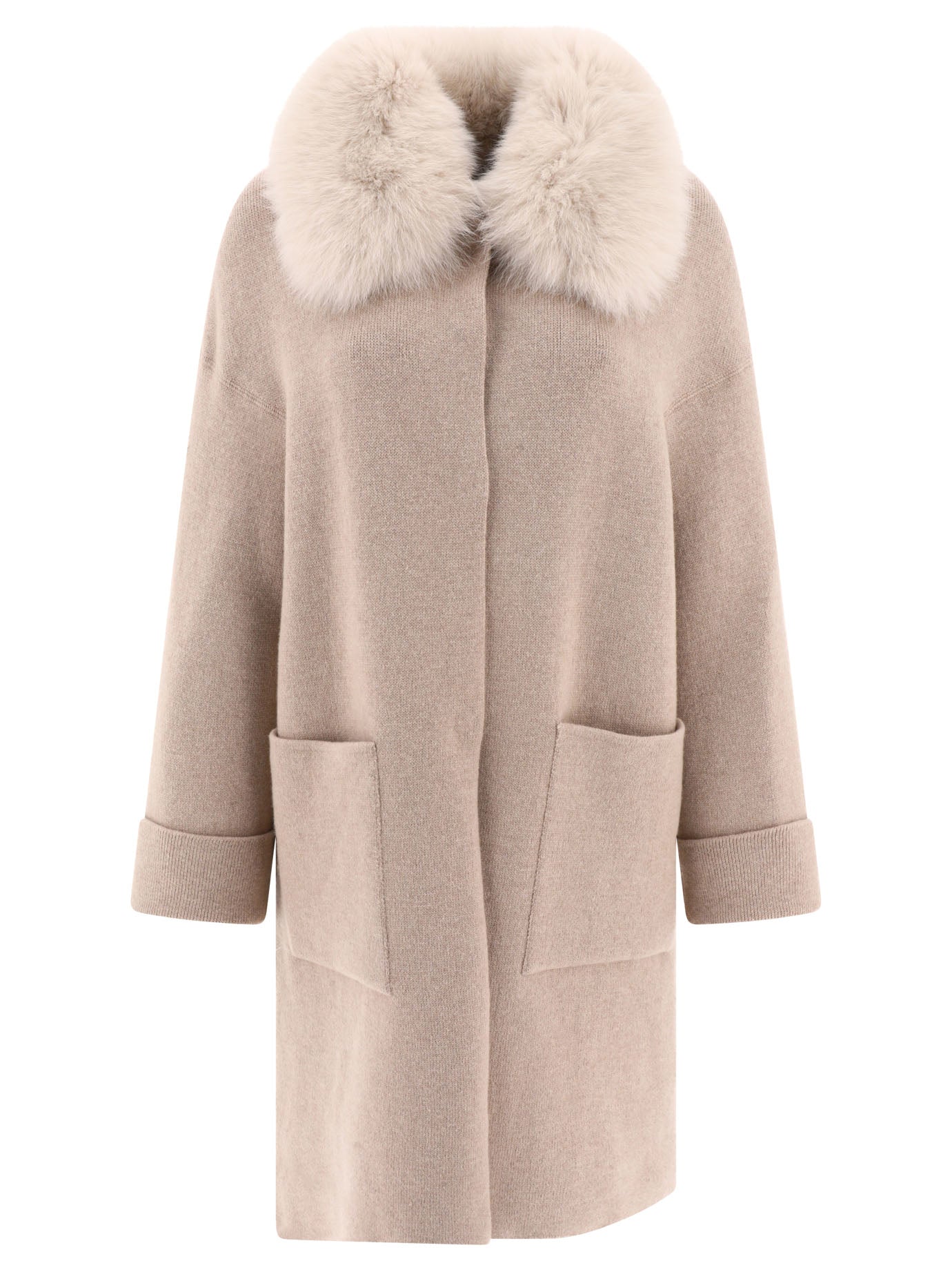 Giovi-Wool And Cashmere Coat Coats Beige-Donna