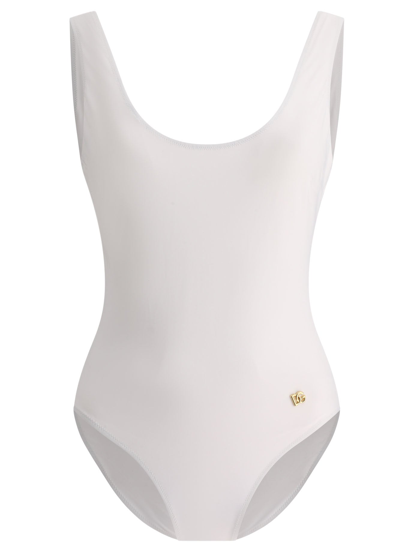 Dolce & Gabbana-Swimsuit With Logo Costumes Bianco-Donna