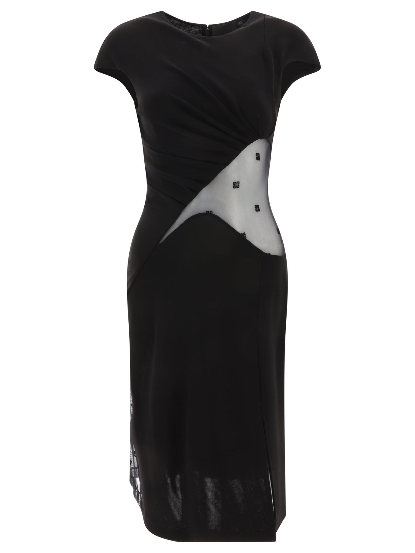 Givenchy-Dress In Crepe And 4g Tulle Abiti Nero-Donna