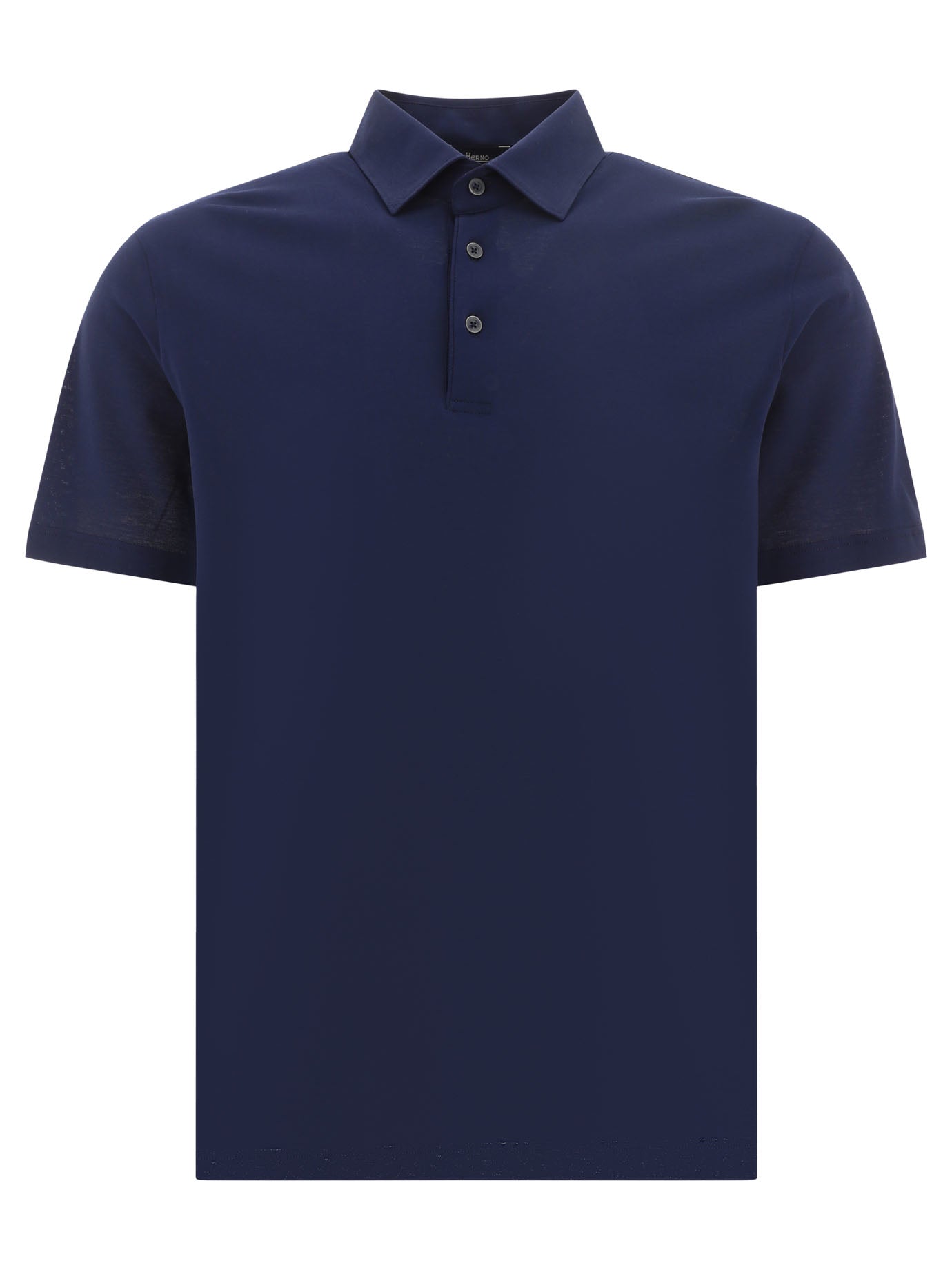 Herno-CrêPe Jersey Polo Shirt Polo Shirts Blu-Uomo