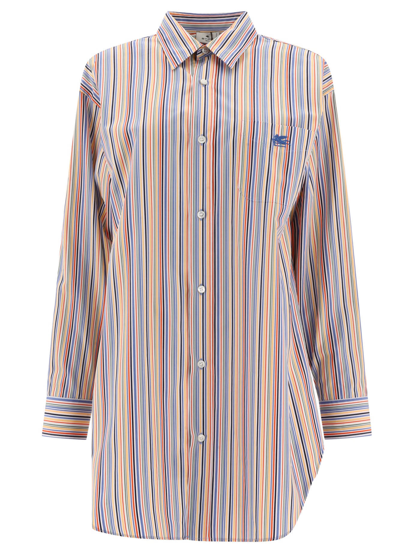 Etro-Striped Shirt With Logo Shirts Arancione-Donna