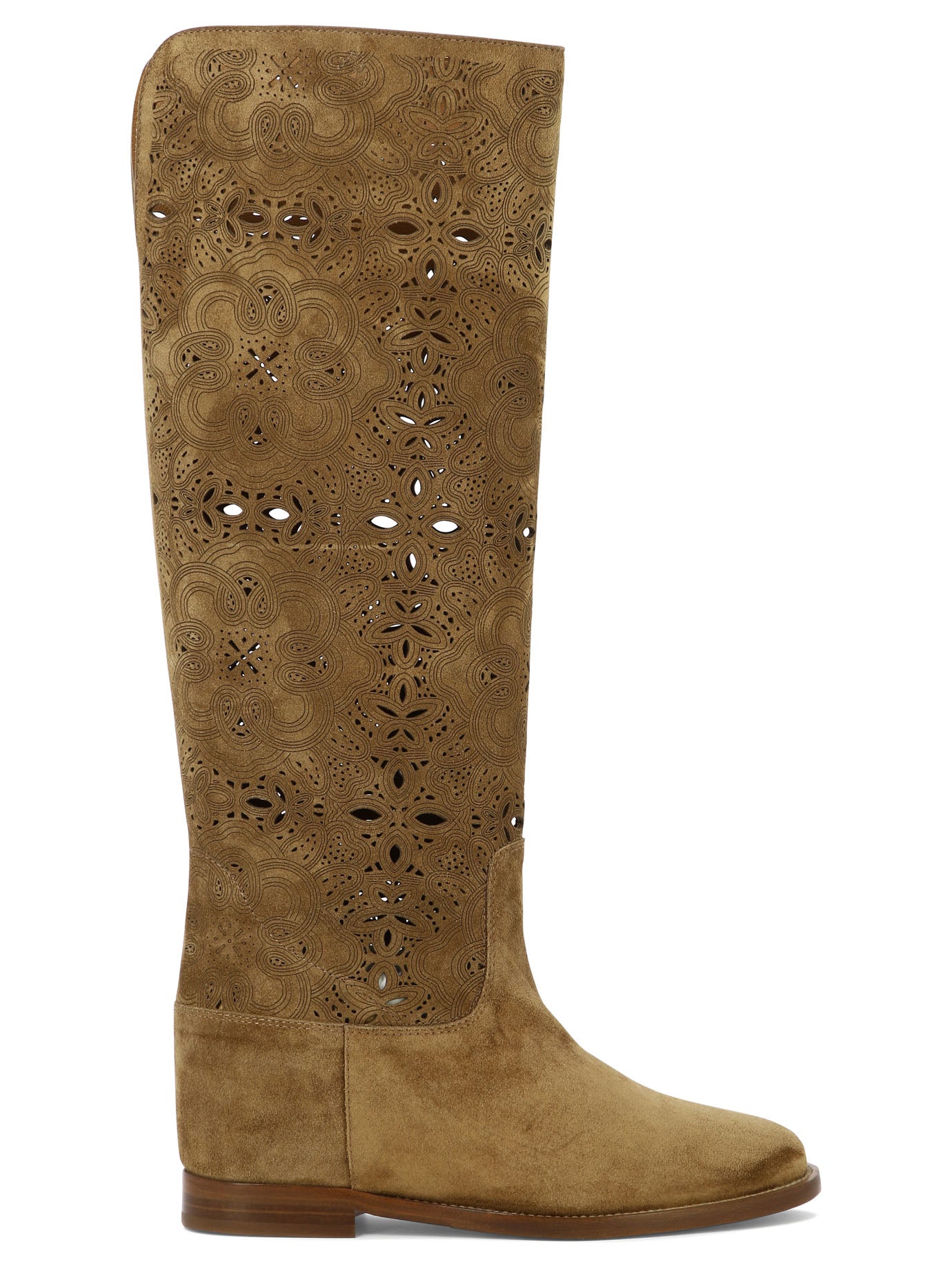 Via Roma 15-Suede Boots With Inlays Stivali & Stivaletti Beige-Donna