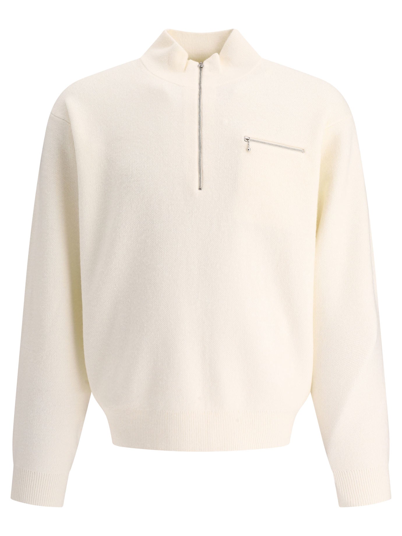 StüSsy-Mock Neck Sweater Knitwear Bianco-Uomo