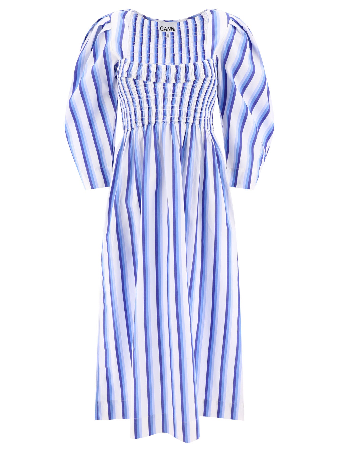 Ganni-Striped Smock Dress Abiti Celeste-Donna