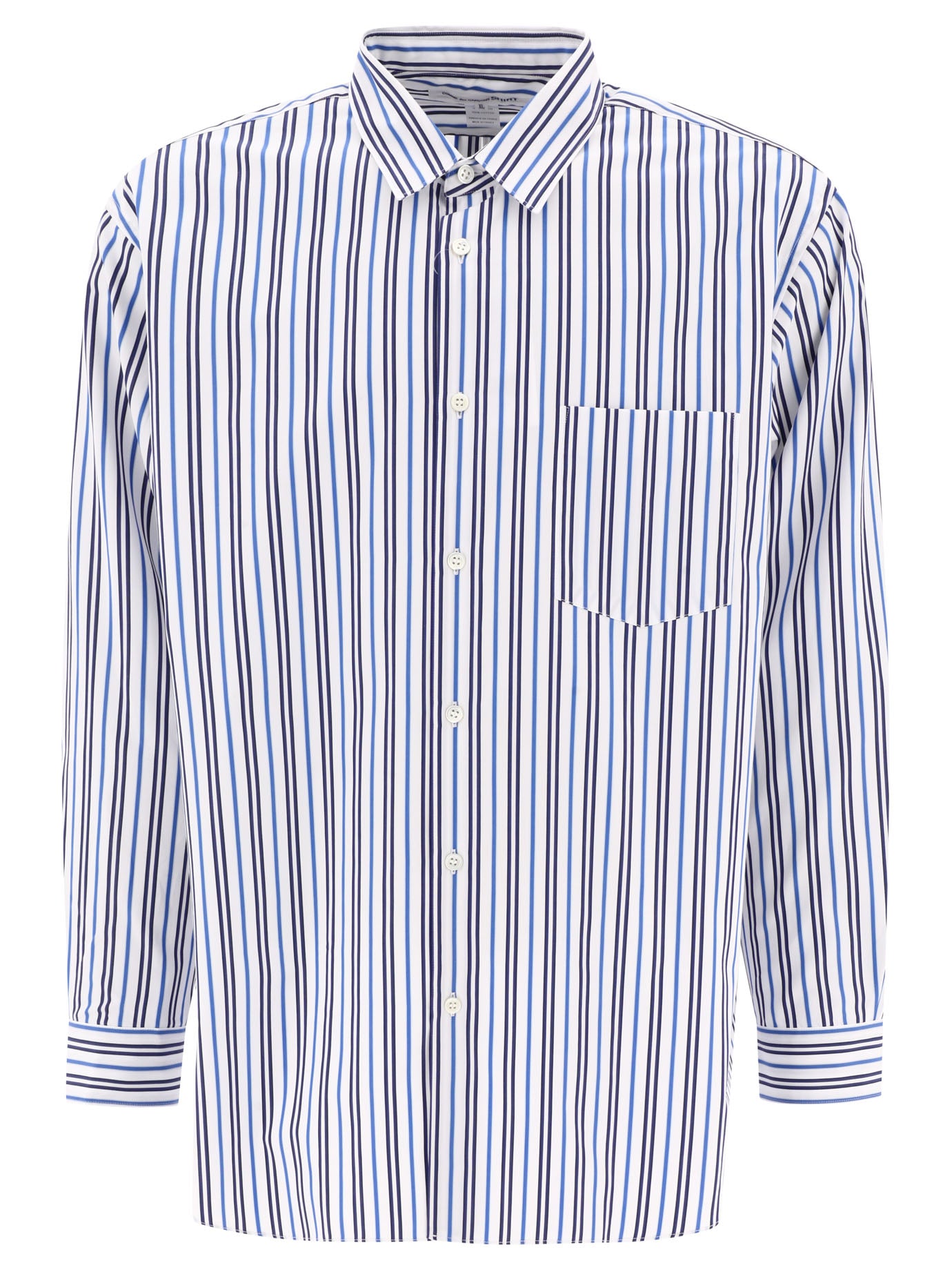 Comme Des GarçOns Forever-Striped Shirt With Chest Pocket Shirts Blu-Uomo