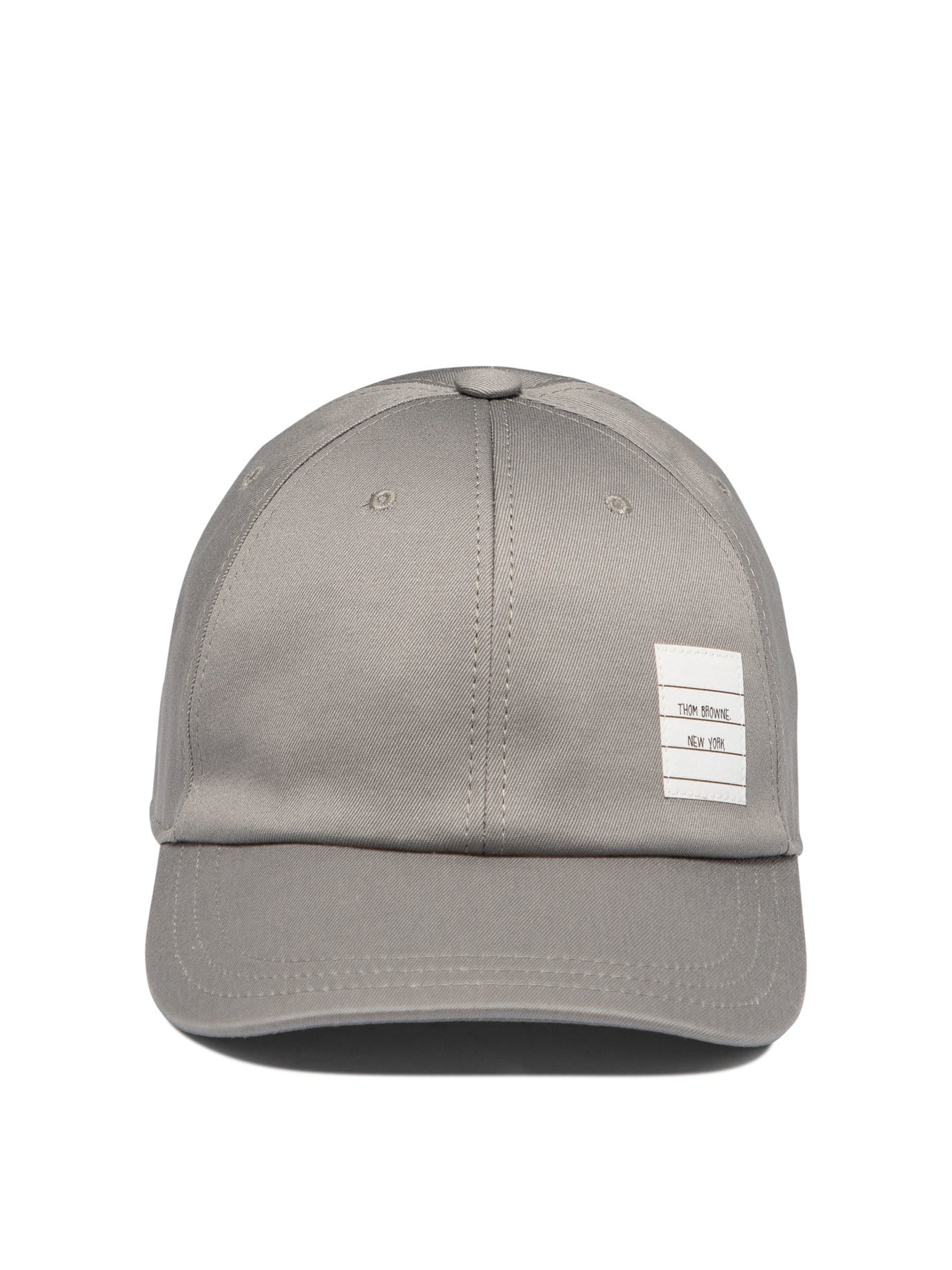 Thom Browne-Baseball Cap With Logo Patch Cappelli Grey-Uomo