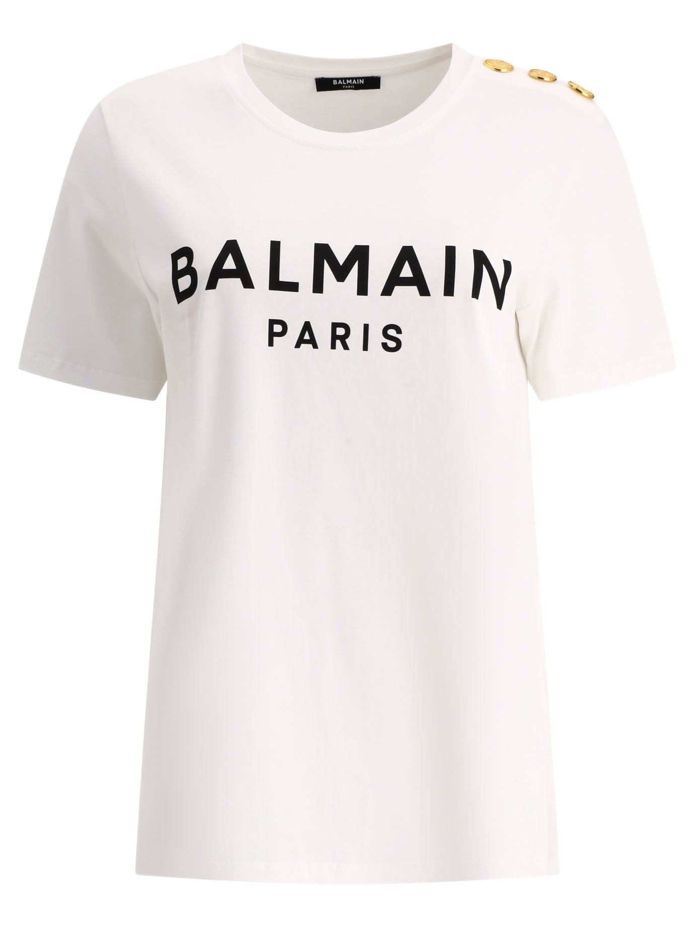 Balmain-3 Buttons T-Shirts Bianco-Donna