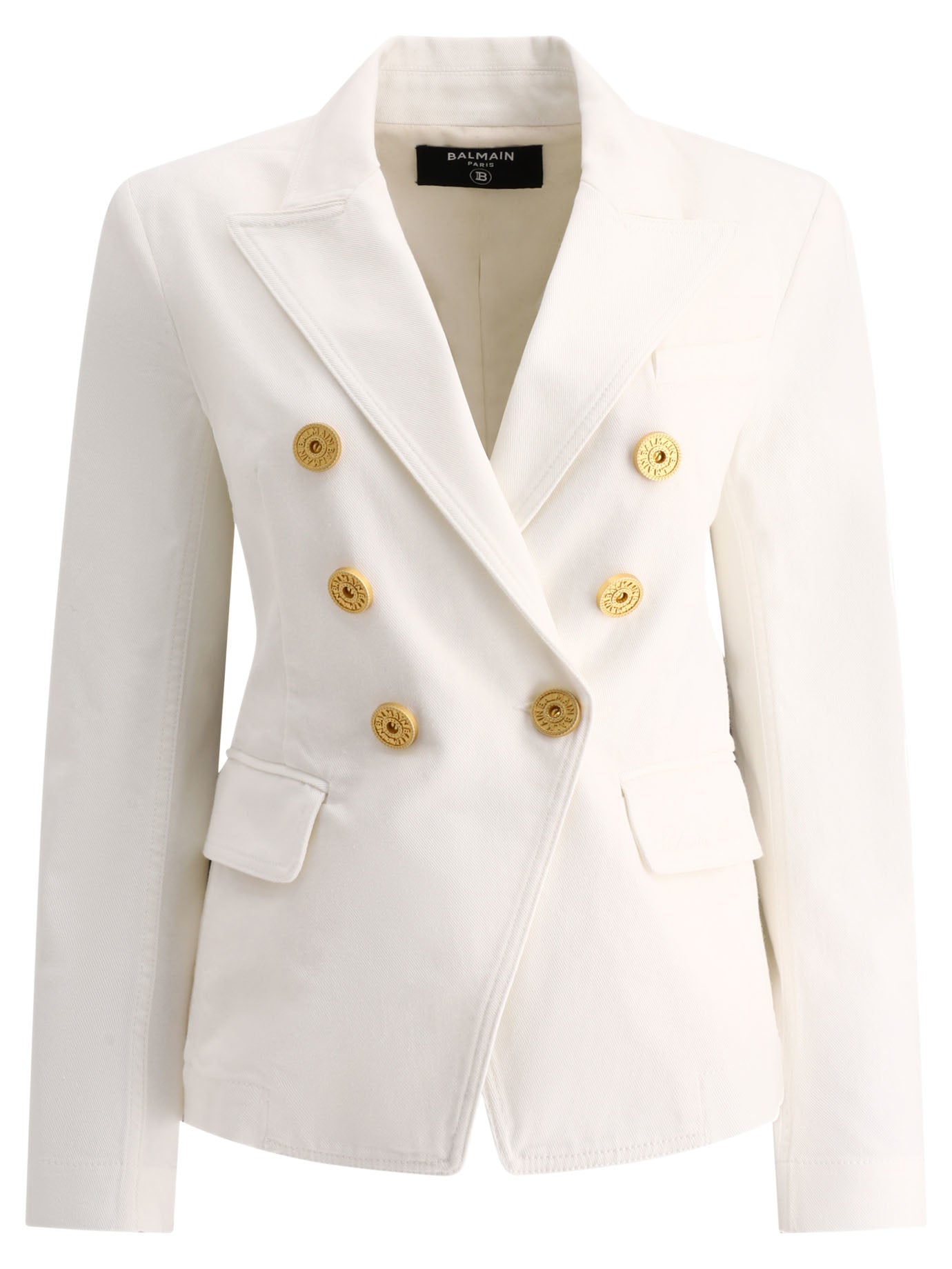 Balmain-Denim Blazer Giacche Bianco-Donna