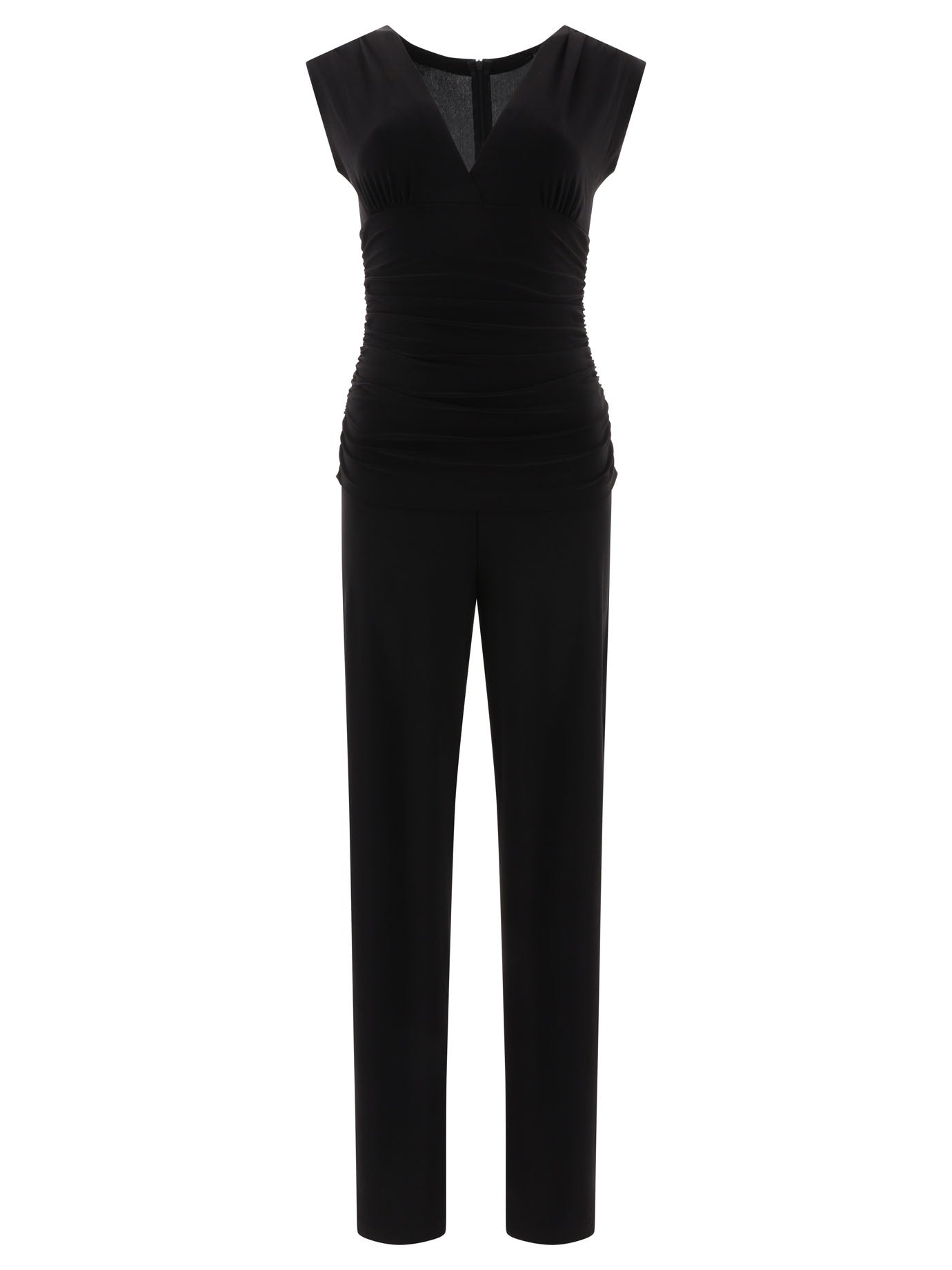 Norma Kamali-V-Neck Jumpsuit Abiti Nero-Donna