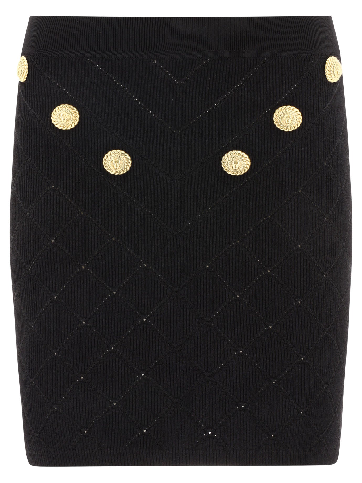 Balmain-6-Buttons Skirt Gonne Nero-Donna