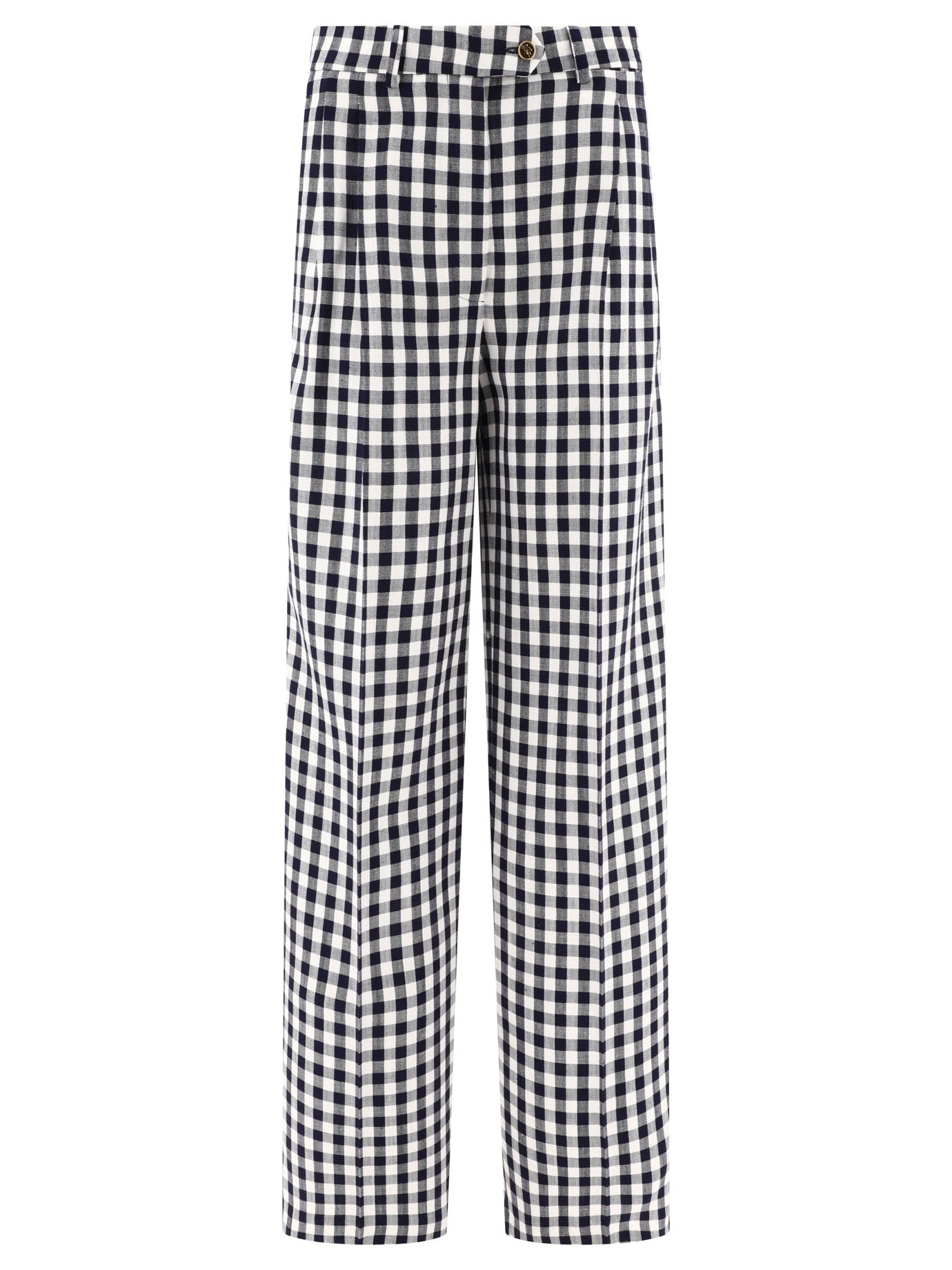 Etro-Gingham Trousers Nero-Donna