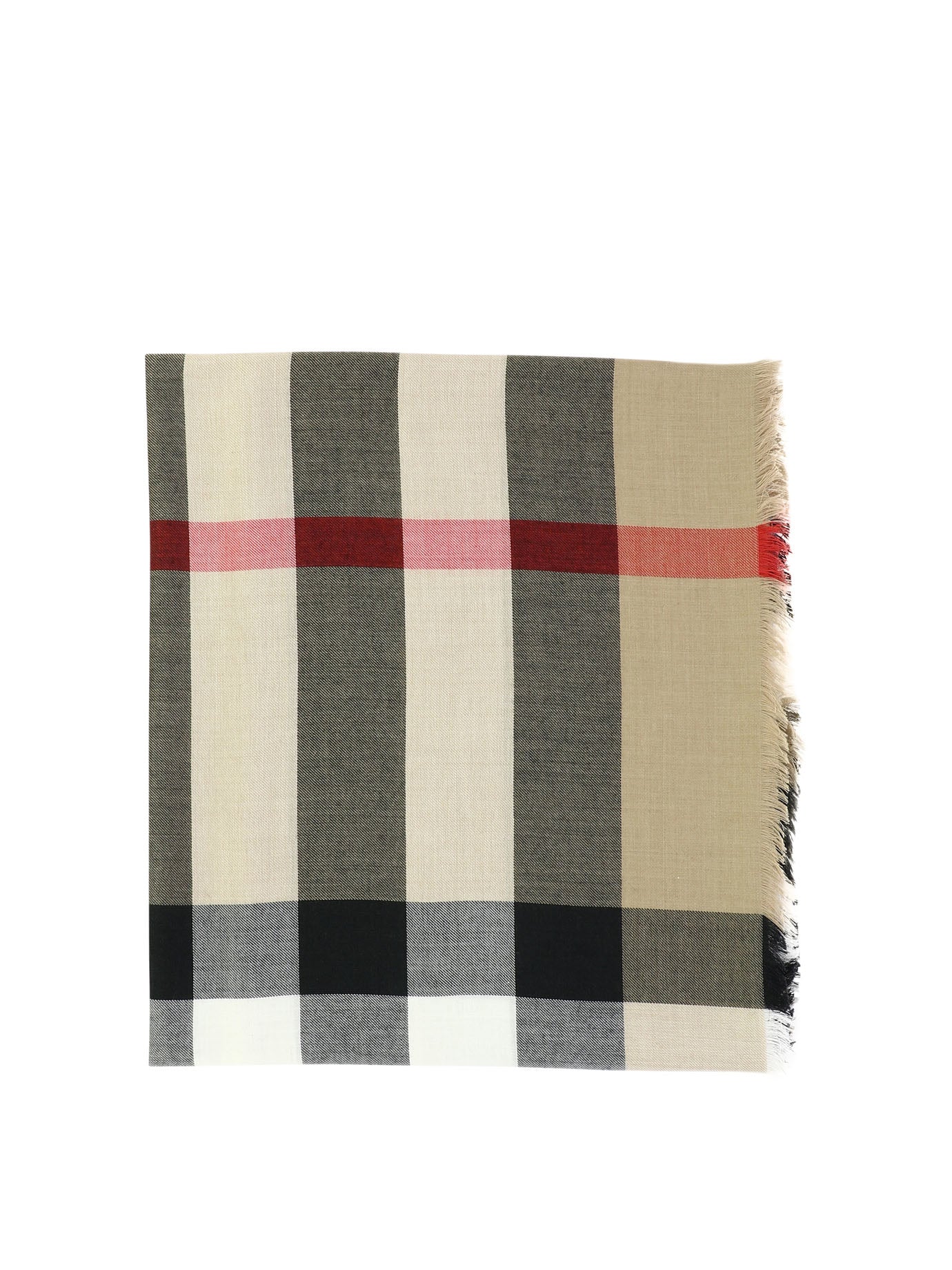 Burberry-Check Cashmere Silk Scarf Scarves Beige-Uomo