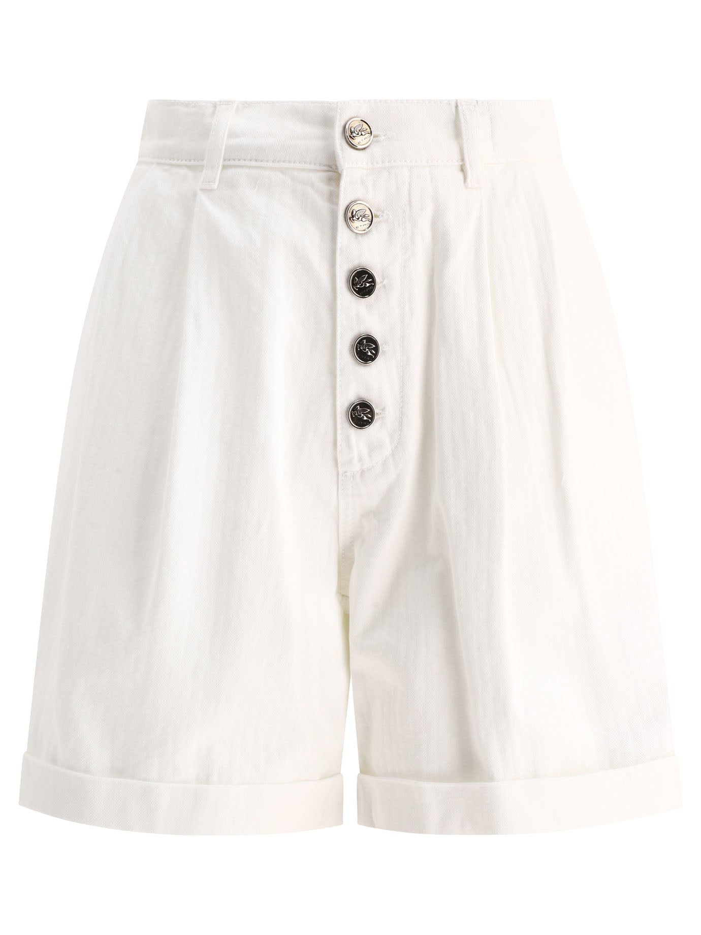 Etro-Pleated S With Buttons Short Bianco-Donna