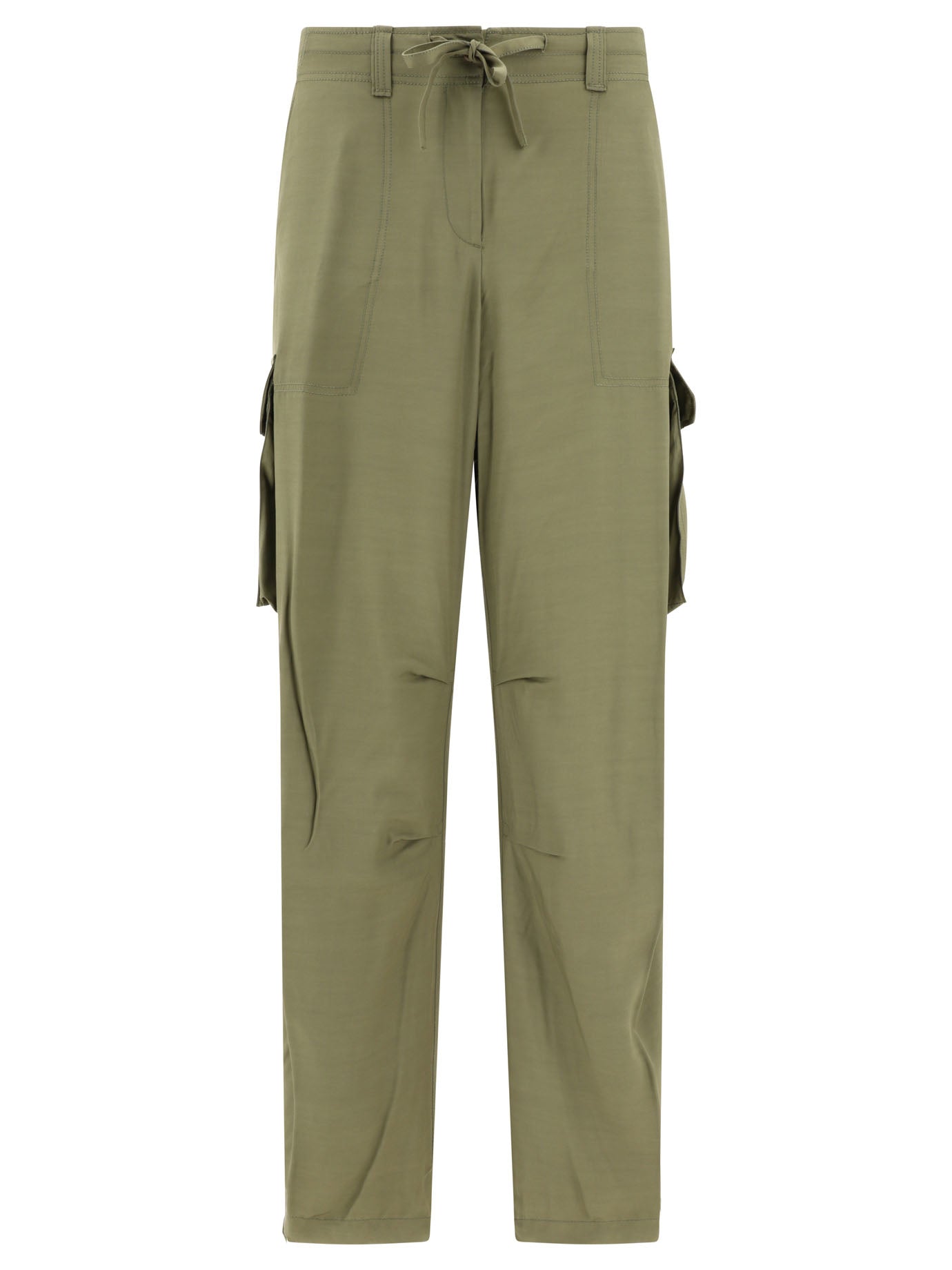 Golden Goose-Wide Cargo Trousers Verde-Donna