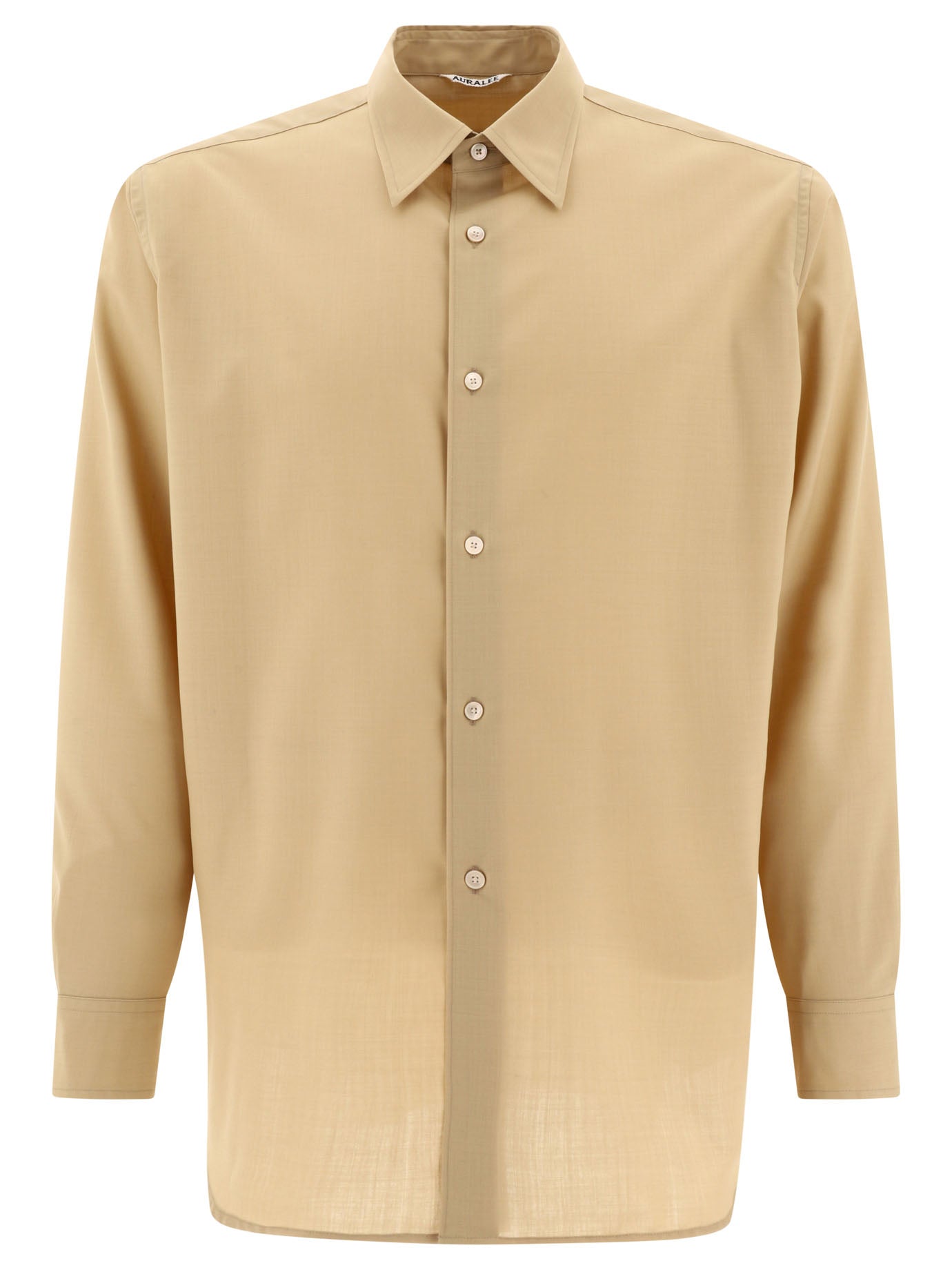 Auralee-Superfine Tropical Wool Shirt Shirts Beige-Uomo