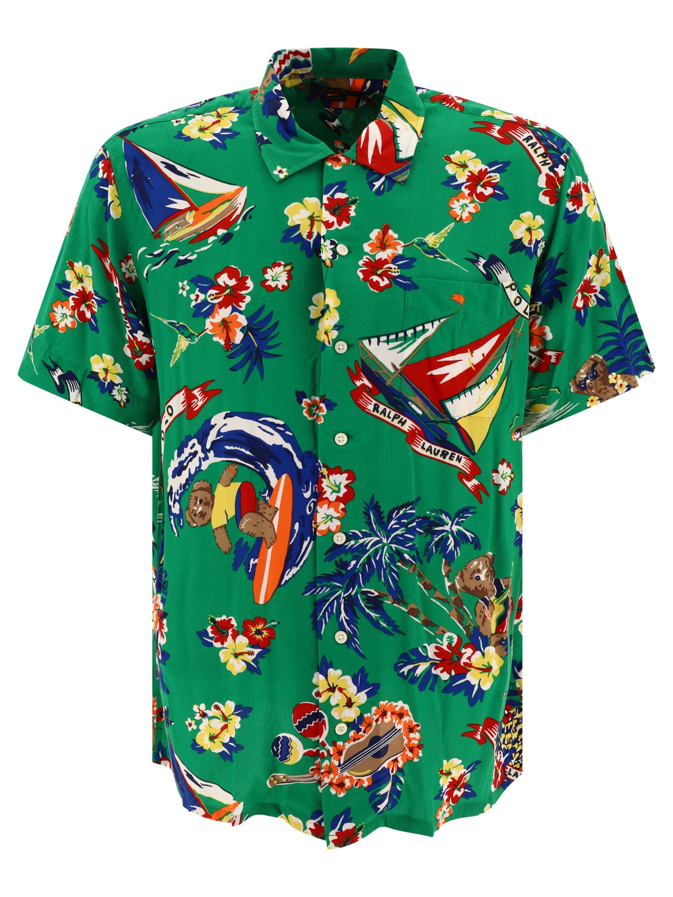 Polo Ralph Lauren-Surfing Bear Shirts Verde-Uomo